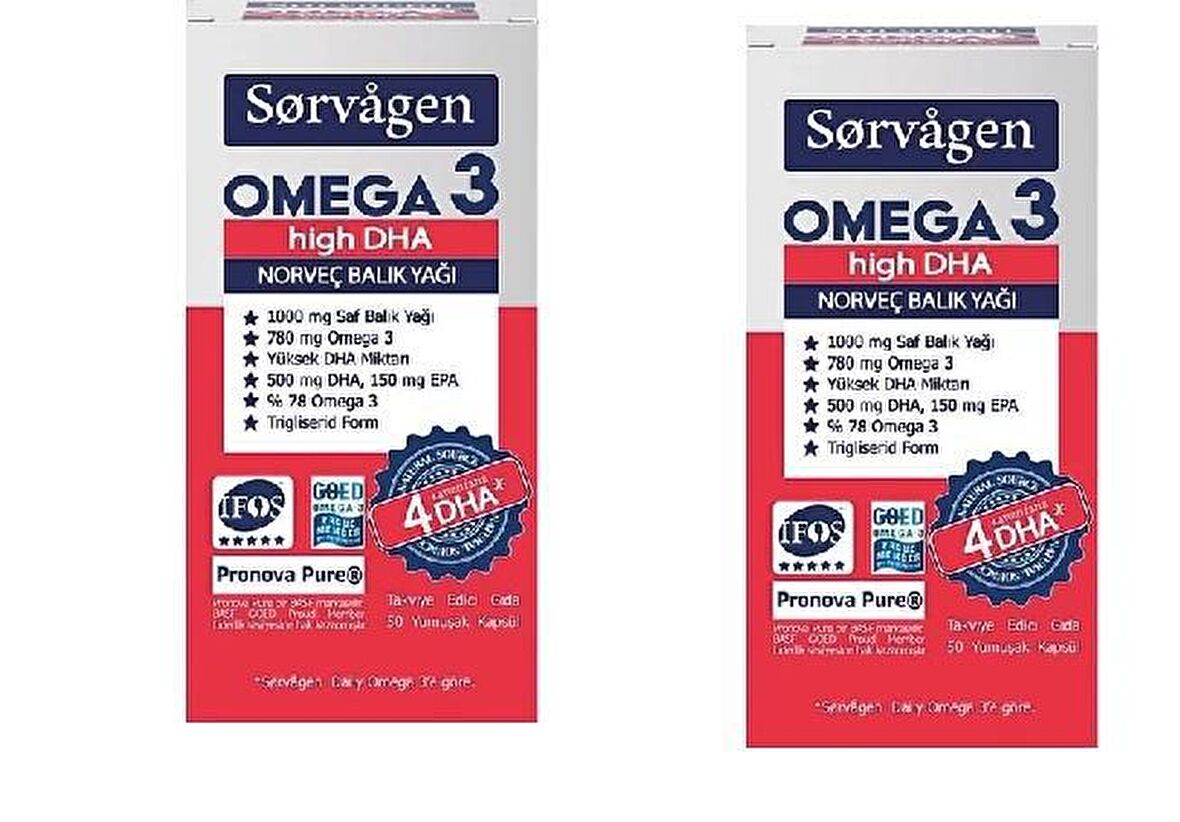 Sorvagen Omega 3 High Dha 50 Kapsül x 2 adet