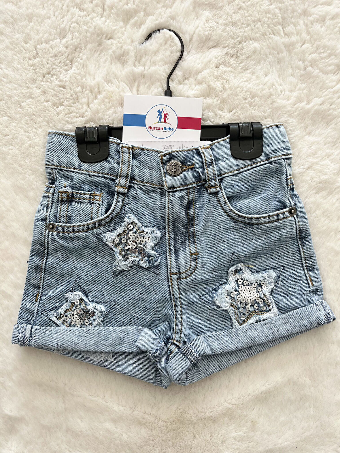 Yıldızlı Kısa Kot Şort