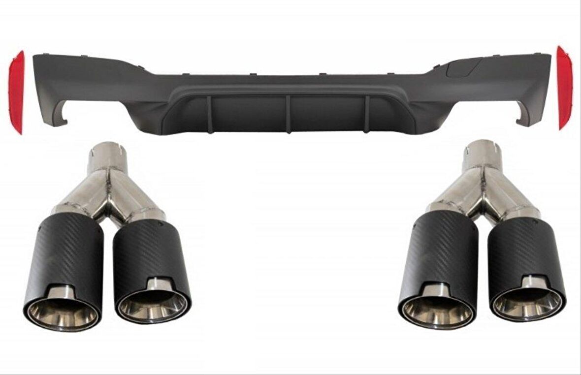 Bmw g30 m5 arka tampon difüzörü ve egzoz seti pianoblack 2017+