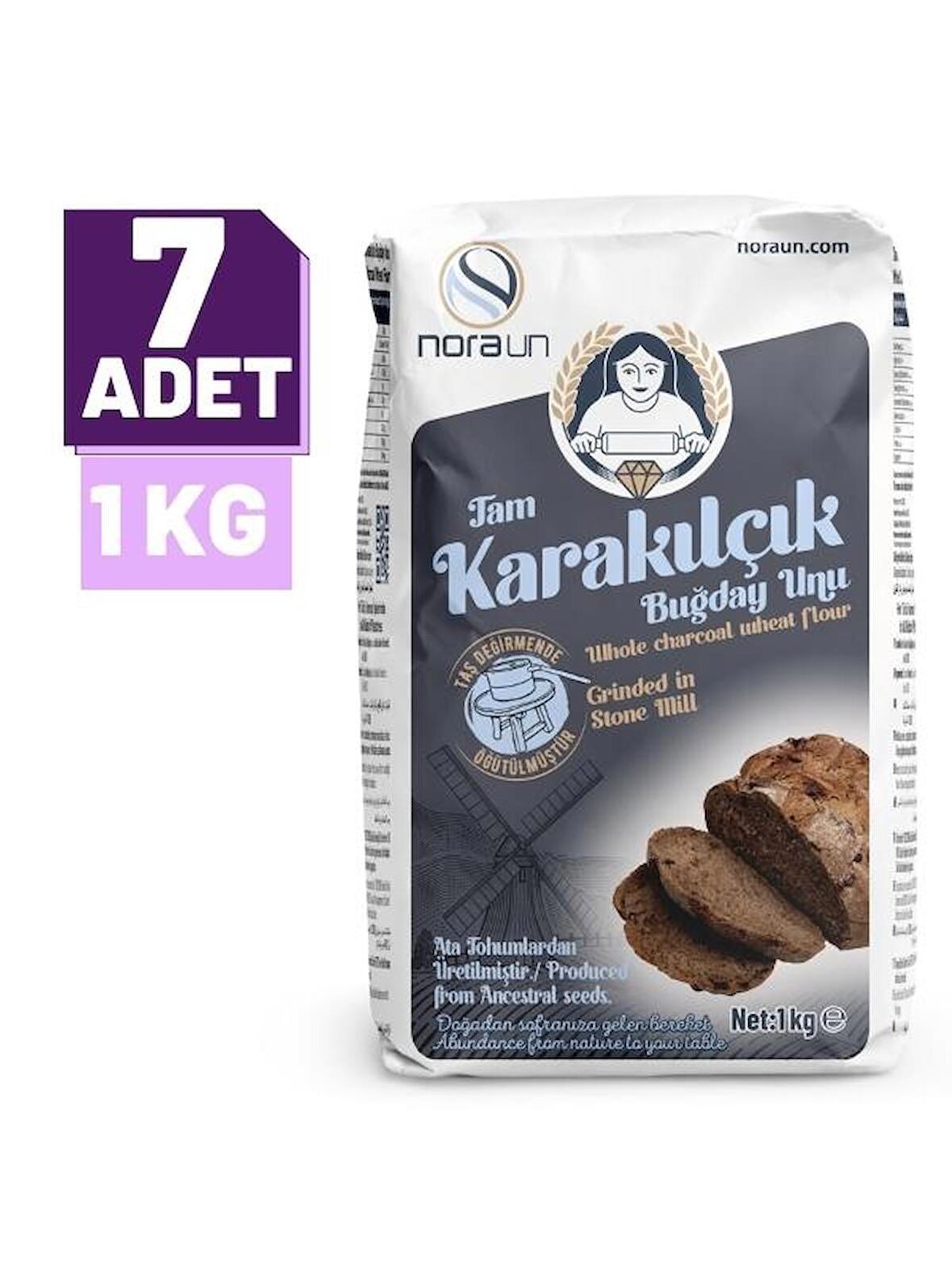 Tam Karakılçık Buğday Unu 1 Kg 7 adet (VEGAN)