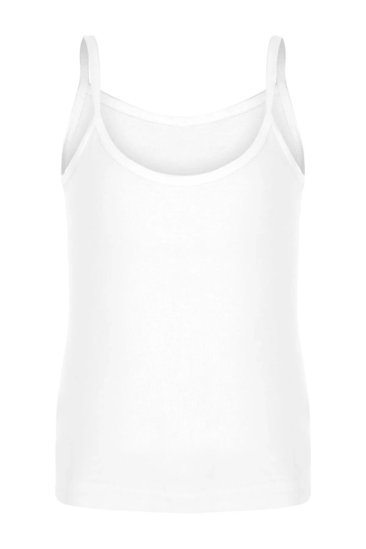 12'li Ribana İp Askılı Saten Kız Çocuk Atlet Beyaz 27214