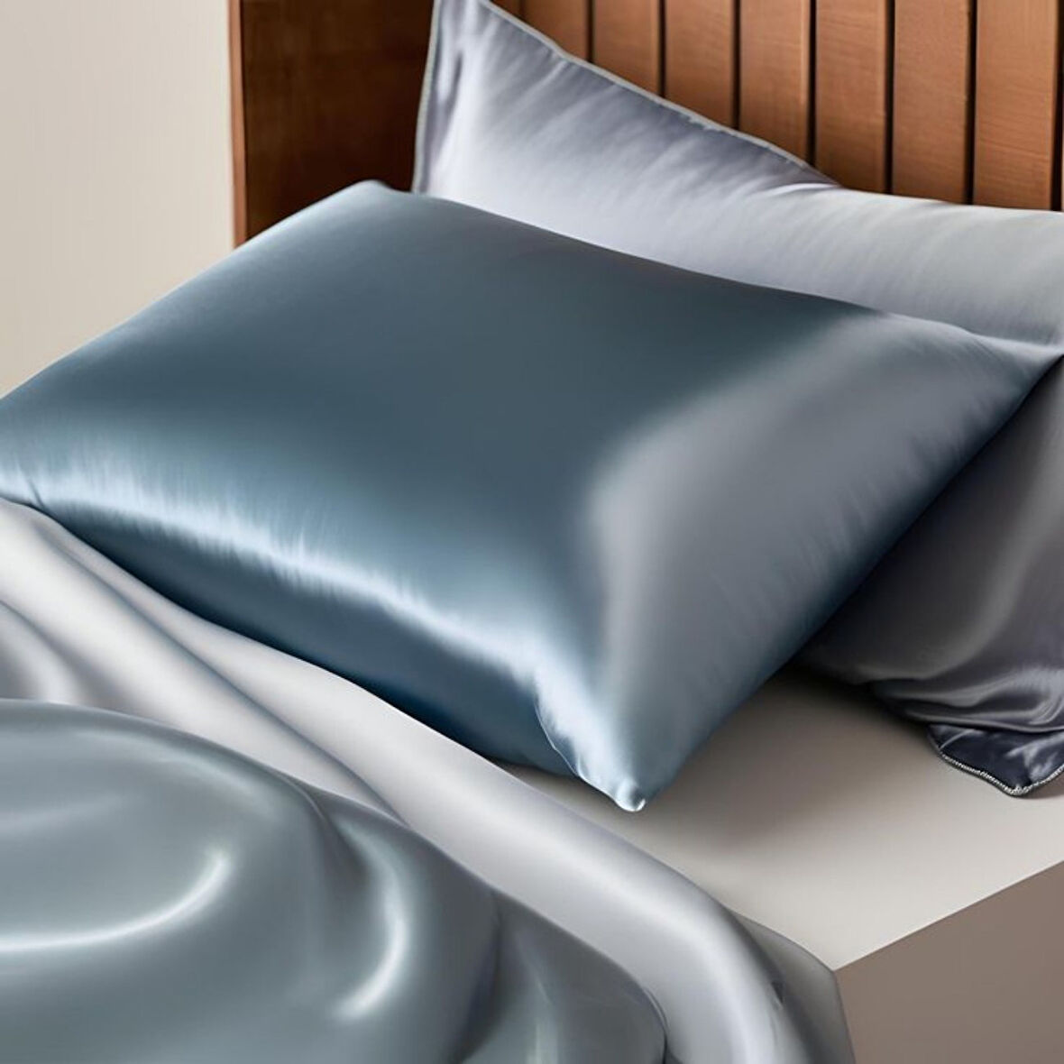 Antibakteriyel Terletmeyen İpek Saten Yastık Kılıfı 2'li 50x70 Mavi
