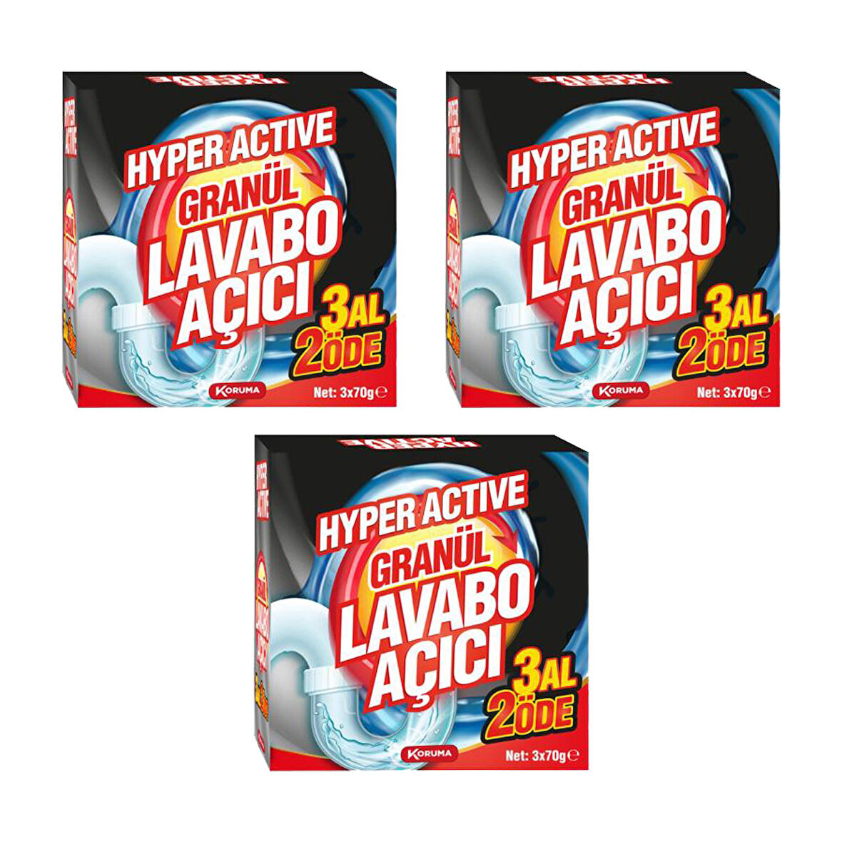 Hyper Active Lavabo Açıcı 70 G 3 Al 2 Öde x 3 Adet