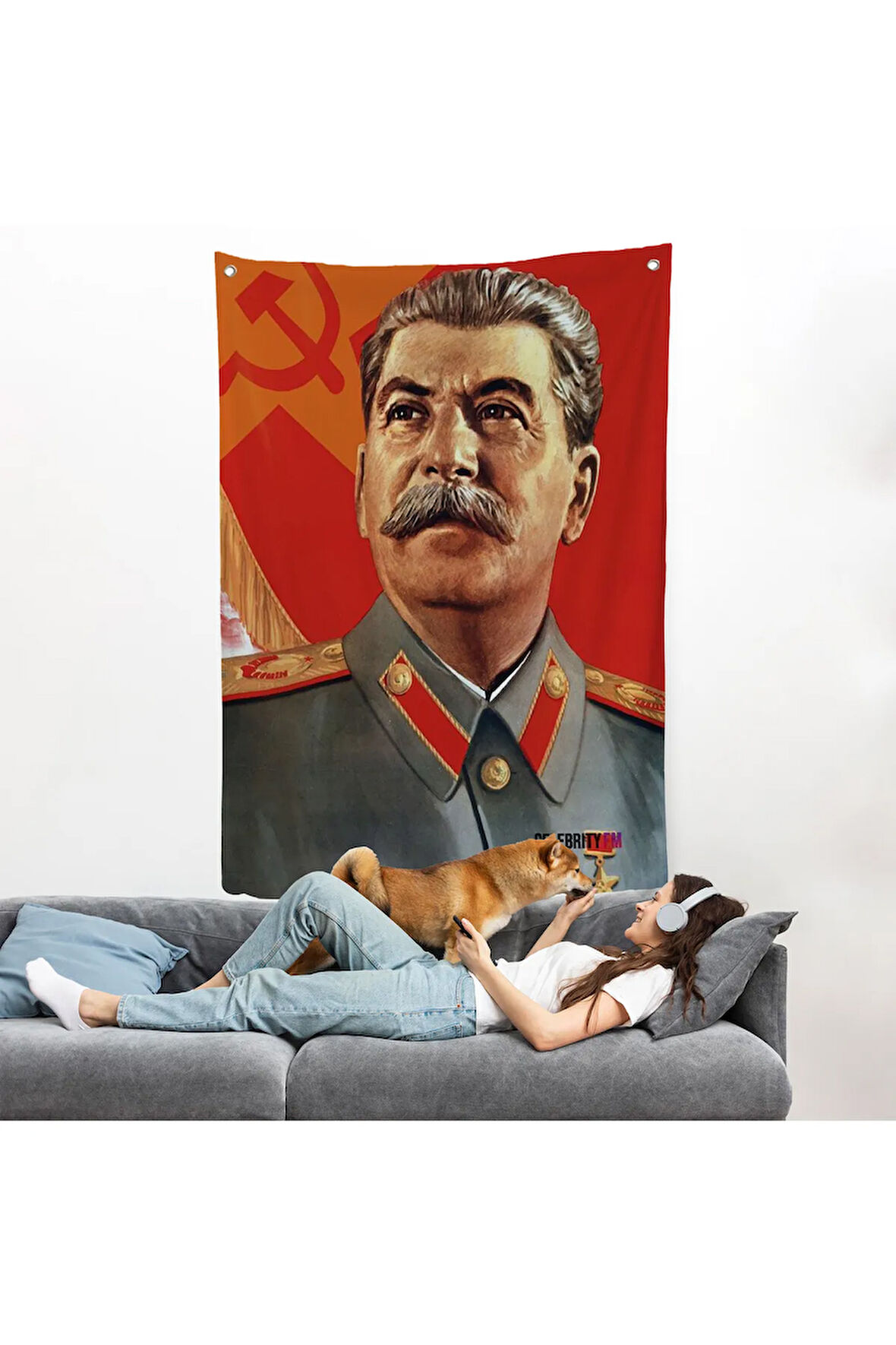 Joseph Stalin Rusya ve Sovyetler Birliği SSCB Duvar Örtüsü-7683