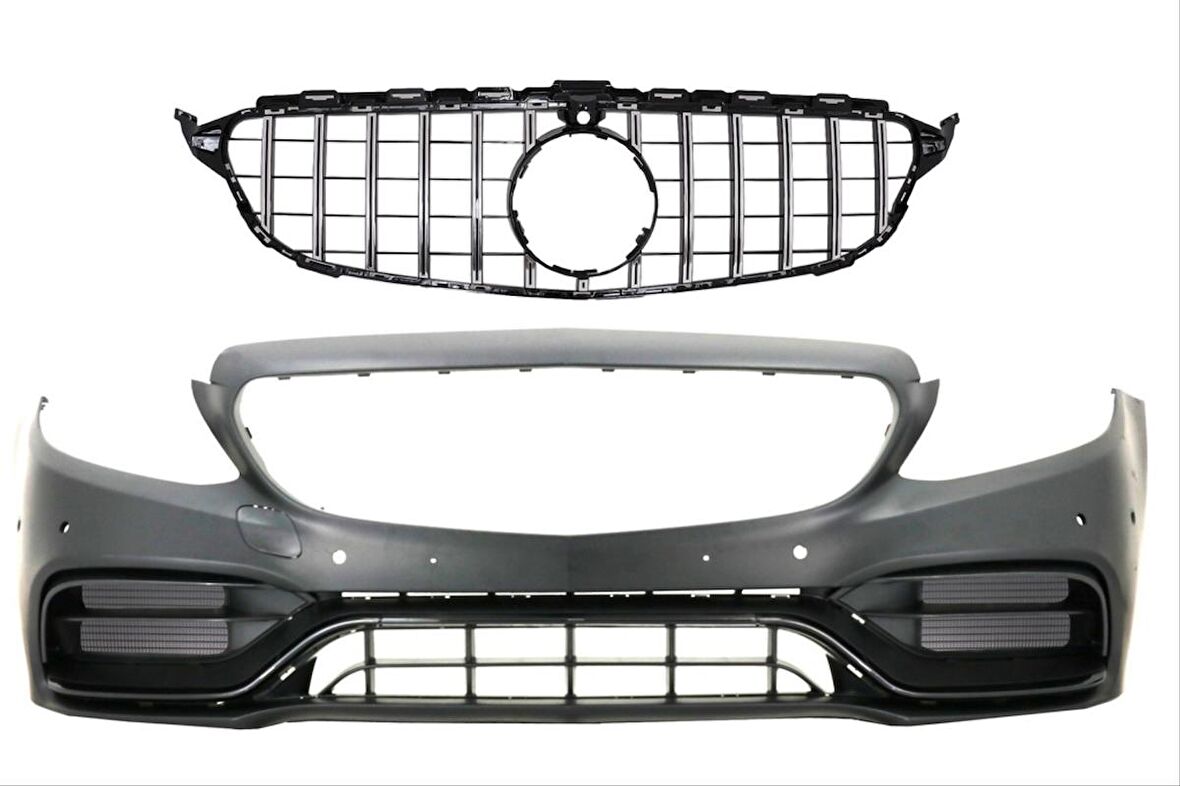 Mercedes w205 c63 ön tampon ve panjur seti silver trim 2013+