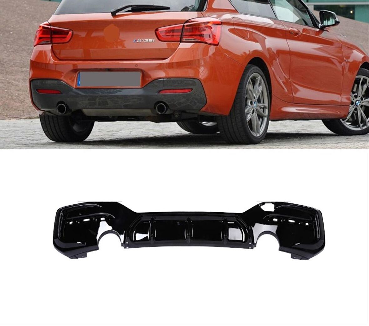 Bmw f20 arka tampon difüzörü 2 çıkış 2015 / 2018