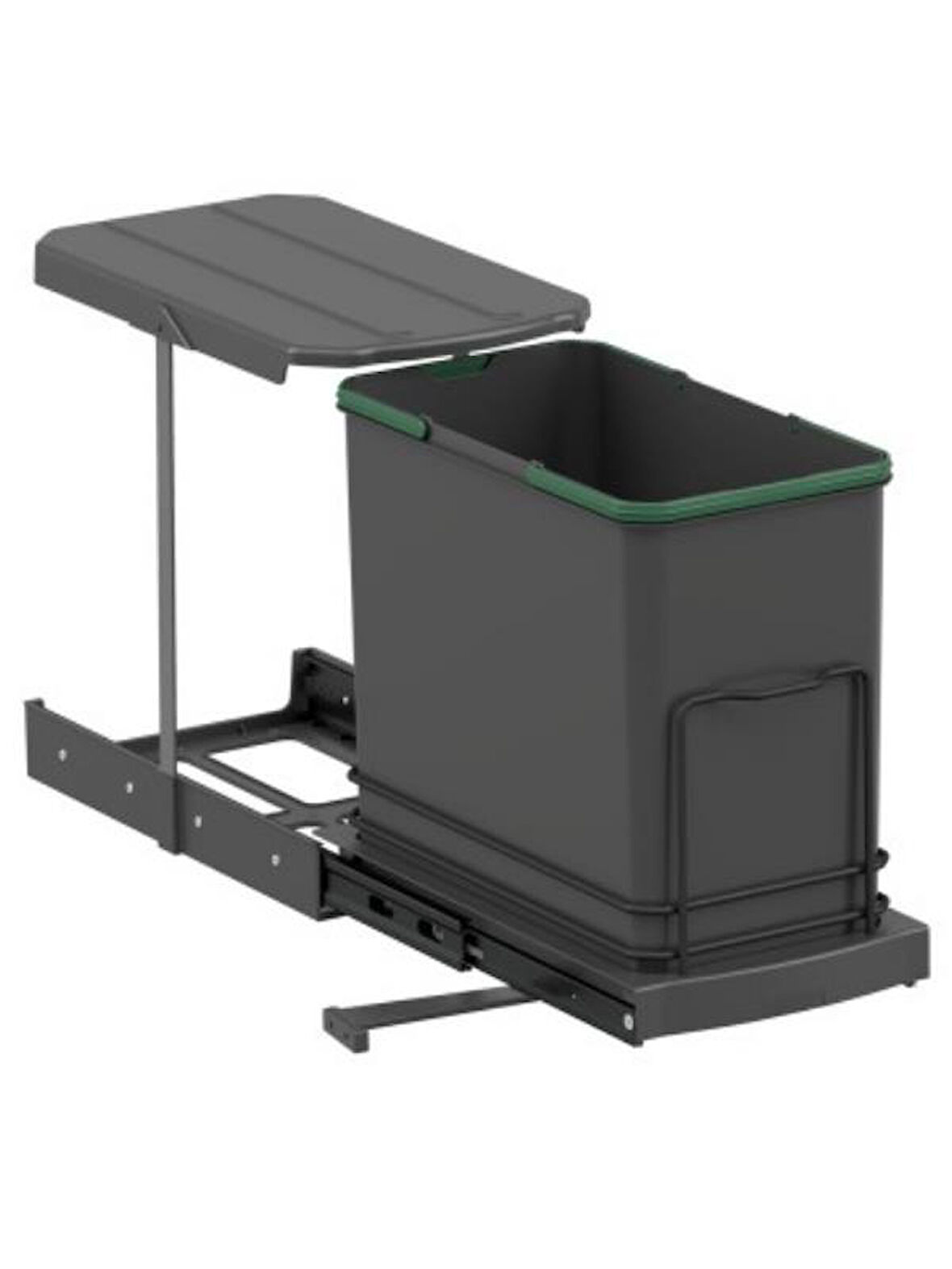 Starax S-2571-A Teleskopik Raylı Plastik 24 Lt. Antrasit Çöp Kovası