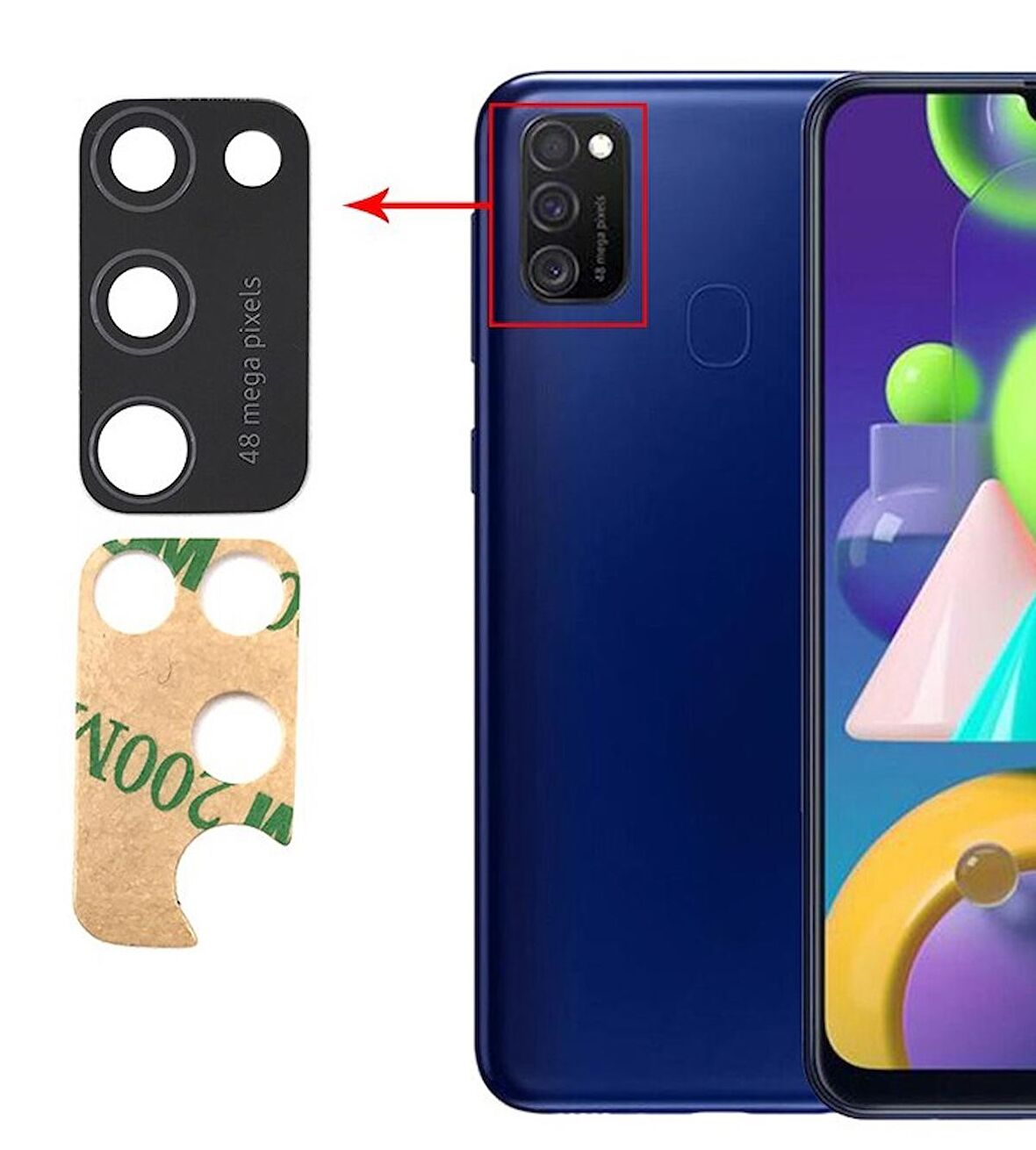 Samsung Galaxy M21 Kamera Lensi Camı SM-M215F