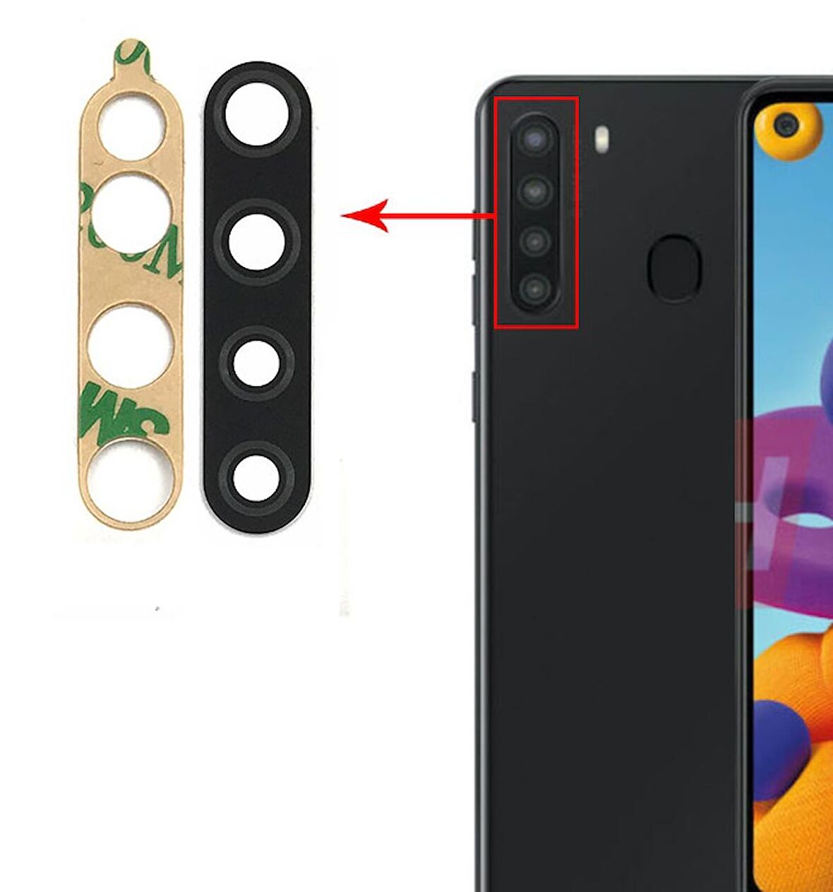 Samsung Galaxy A21 Kamera Lensi Camı SM-A215F