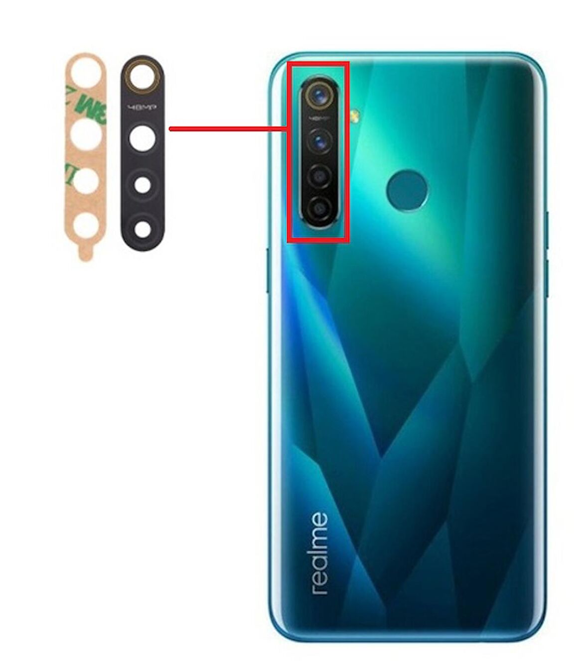 Realme 5 Pro Kamera Lensi Camı RMX1971 RMX1973