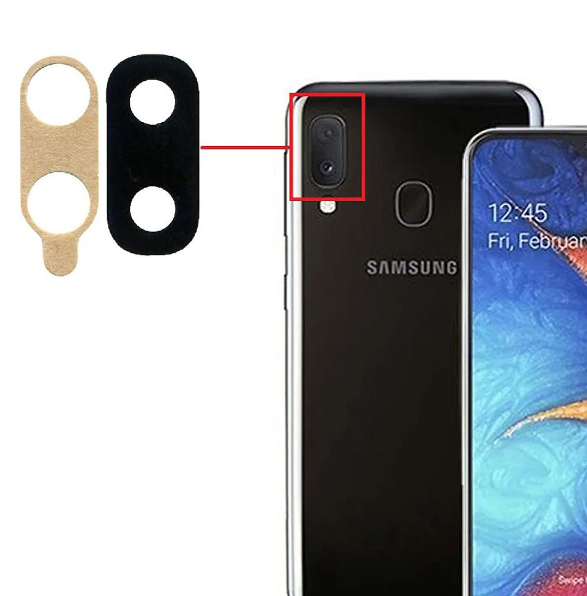 Samsung Galaxy A20e Uyumlu Kamera Lensi Camı SM-A215F