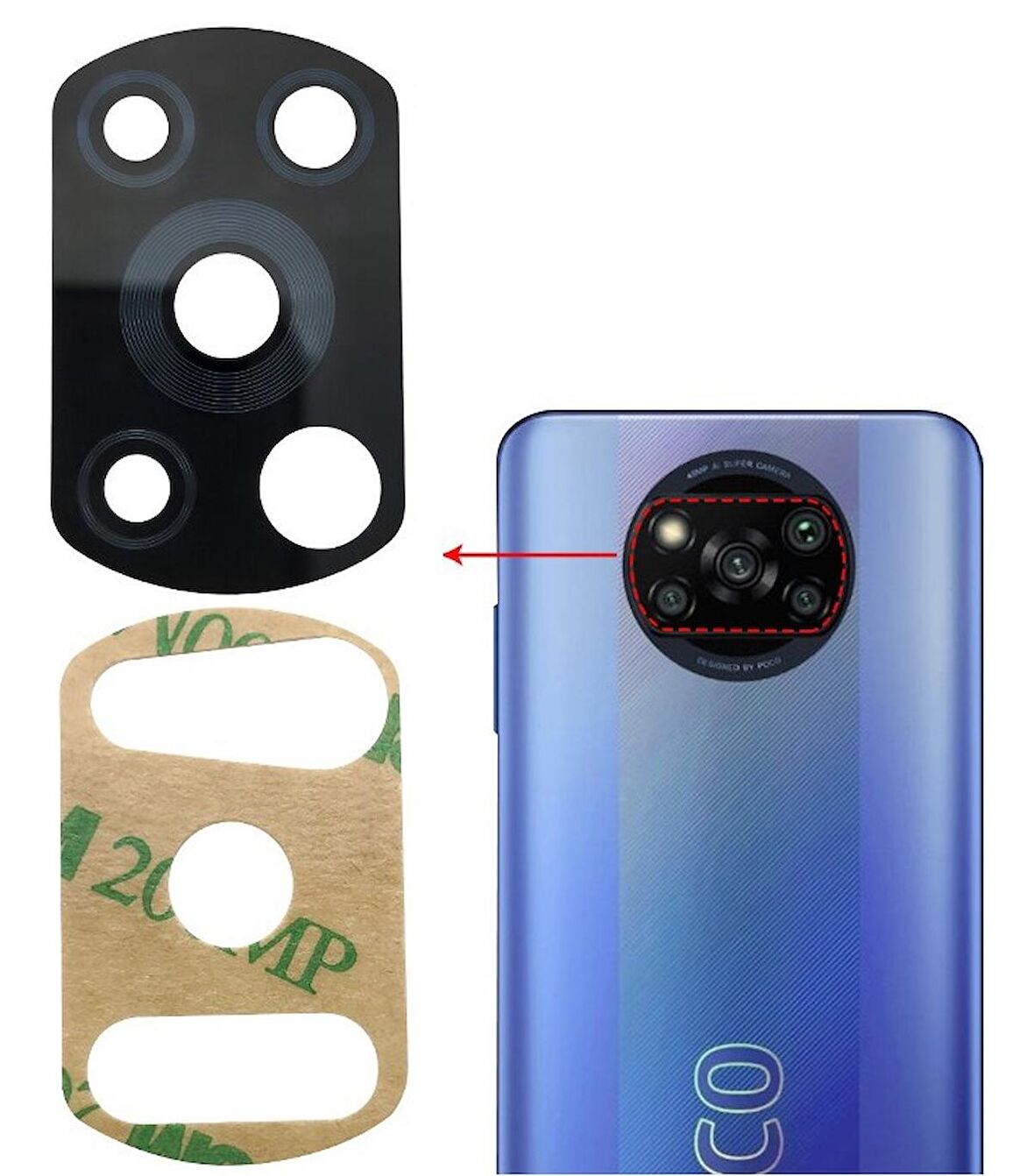 Xiaomi Poco X3 NFC Uyumlu Kamera Lensi Cam M2007J20CG M2007J20CT