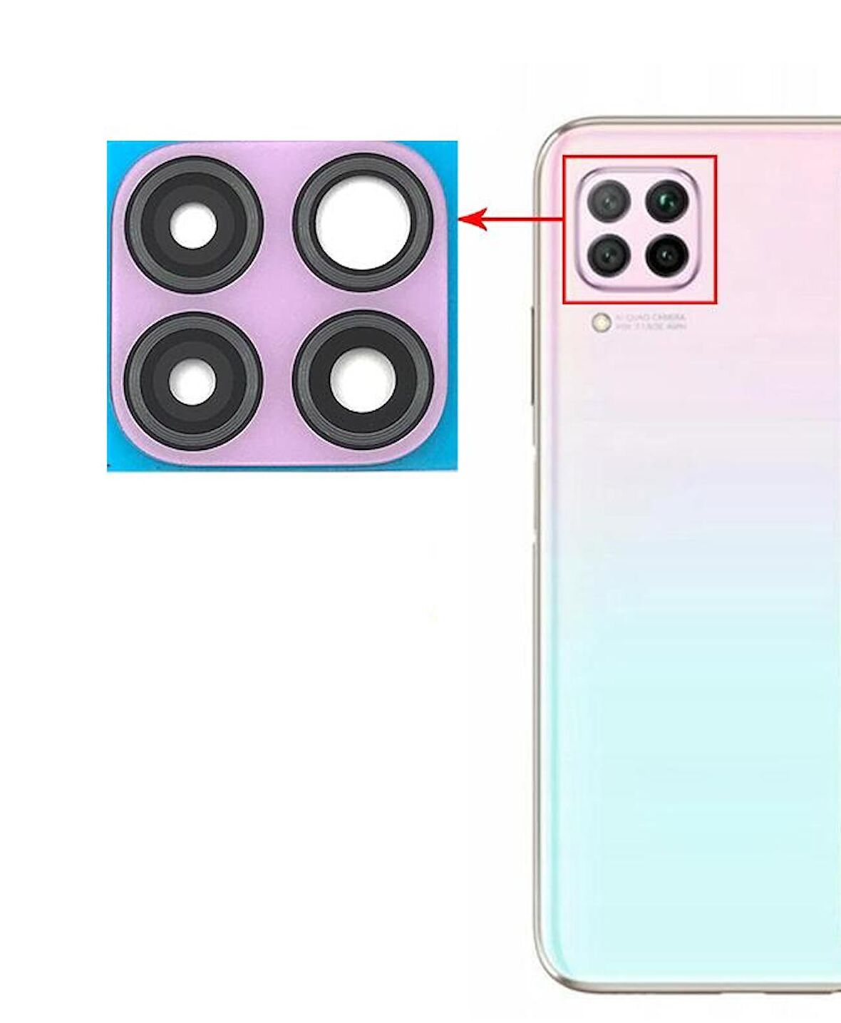 Huawei P40 Lite Uyumlu Kamera Lensi Camı JNY-L21A JNY-L01A JNY-L21B JNY-L22A JNY-L02A