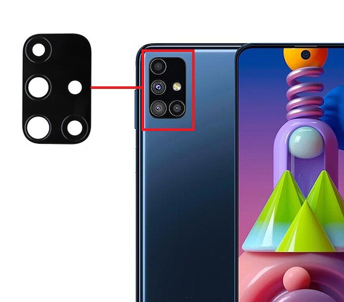 Samsung Galaxy M51 Uyumlu Kamera Lensi Camı SM-M515F
