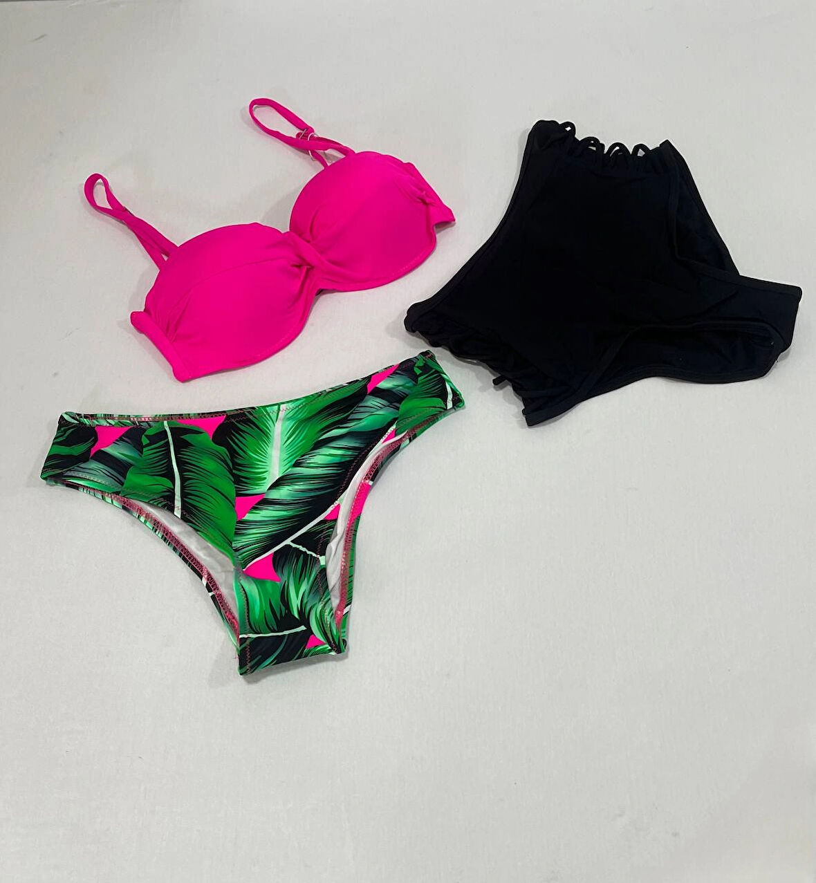 Kadın Fuşya İnce Askılı 3 Parça Bikini Takımı HZL25S-LC216