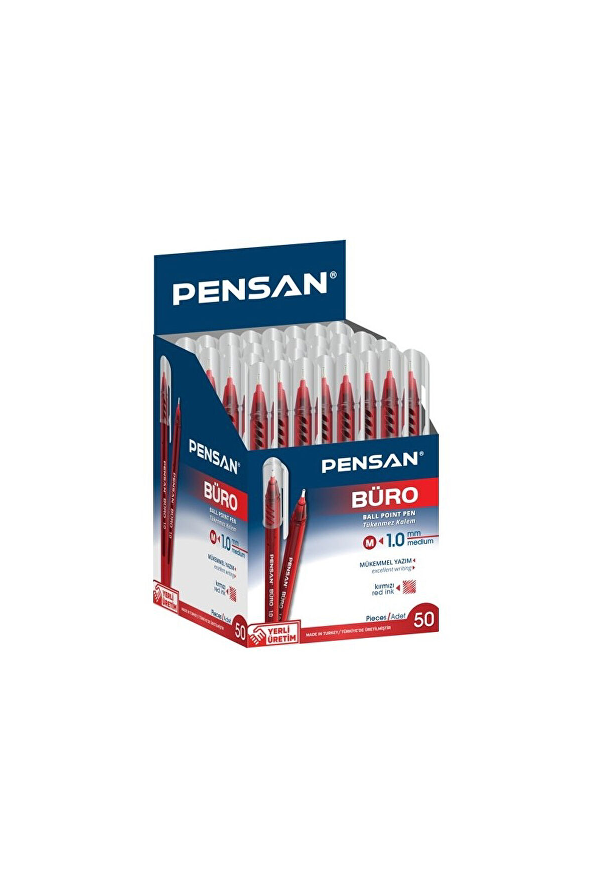 Pensan Büro Kırmızı Tükenmez Kalem 50'li Paket