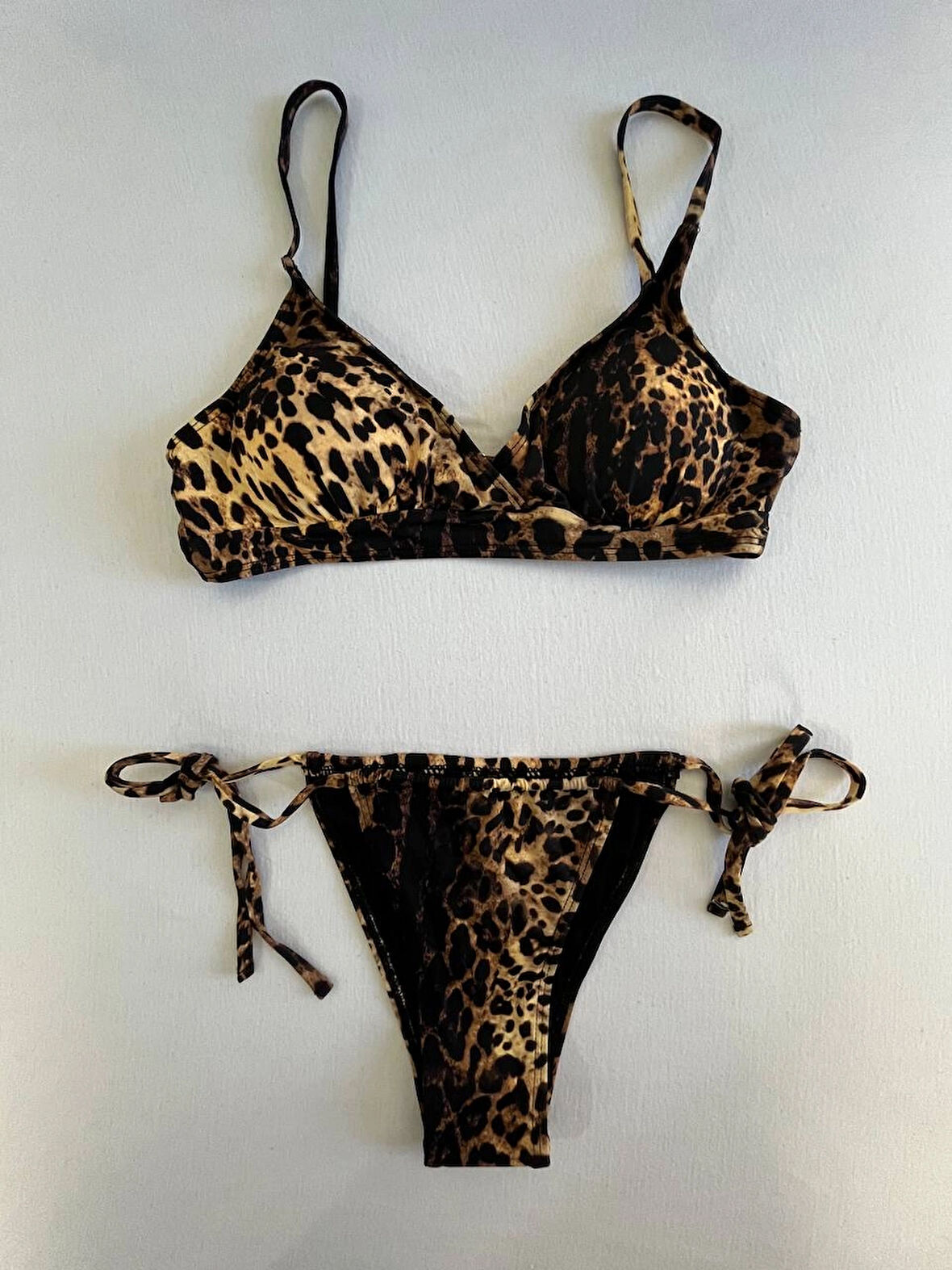 Kadın Kahverengi Leopar Desen Bikini Takımı HZL25S-LC3119