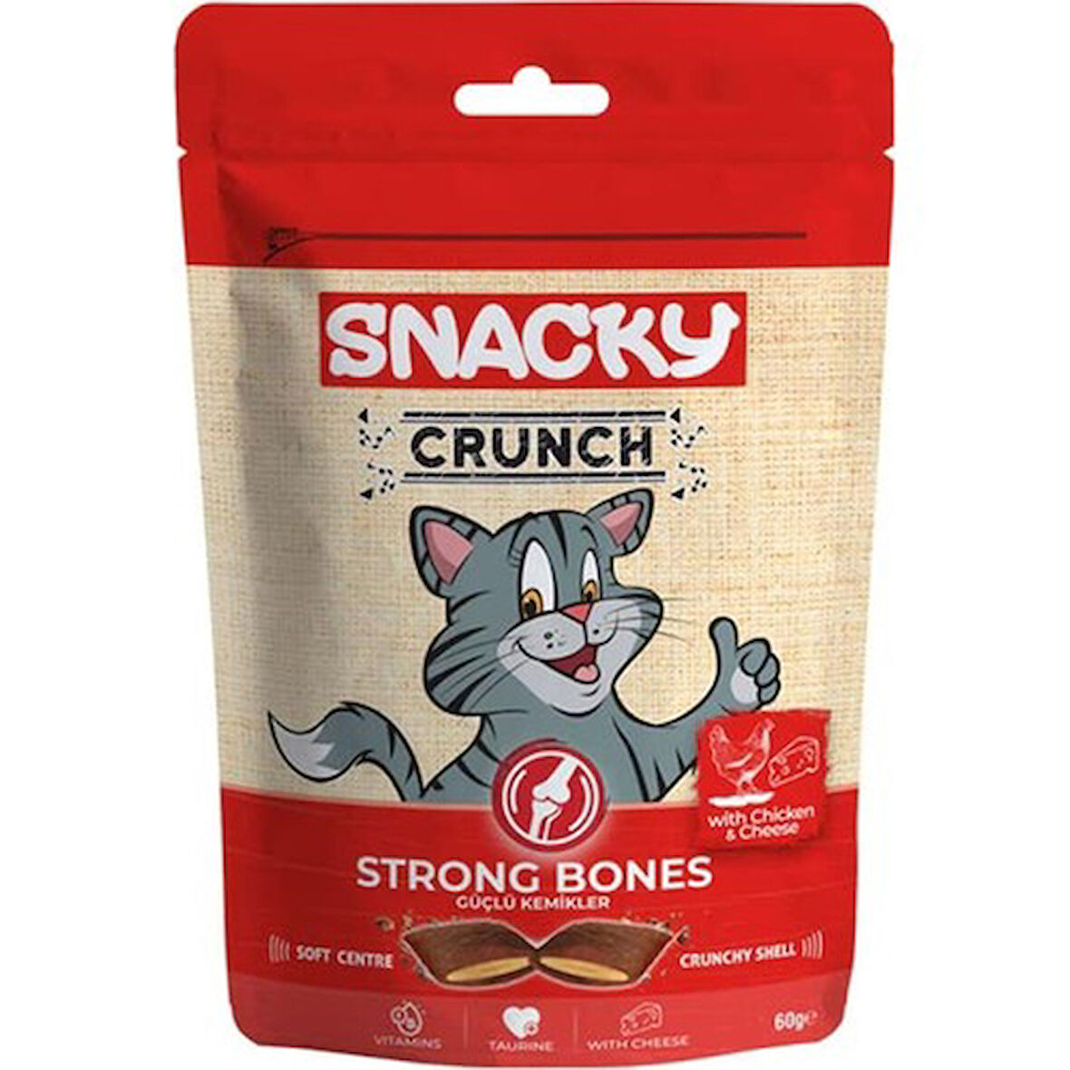 Snacky Kedi Crunch Ödül Strong Tavuk-Peynir 1 Paket