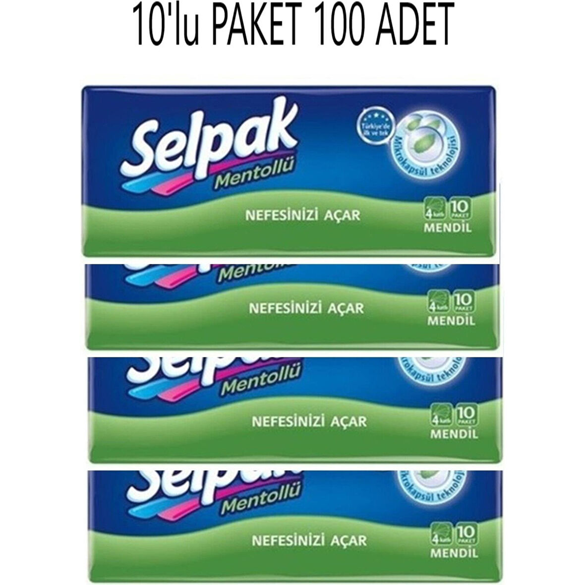 Selpak Mentollü Mendil 10 Lu Paket 10 Adet (100 Adet)