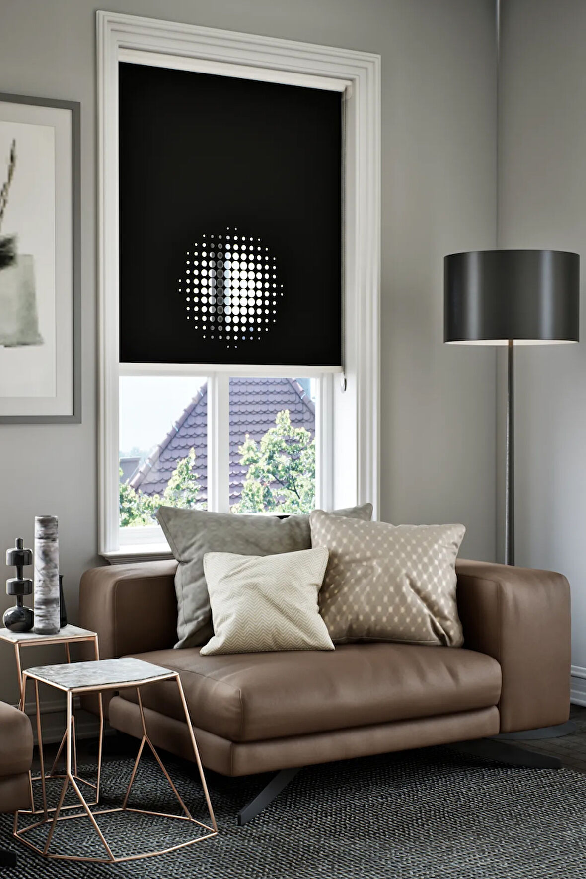 Lazer Kesim Mat Stor Perde, Lazer Kesimli Modern Serisi, M-9008 Siyah Renk