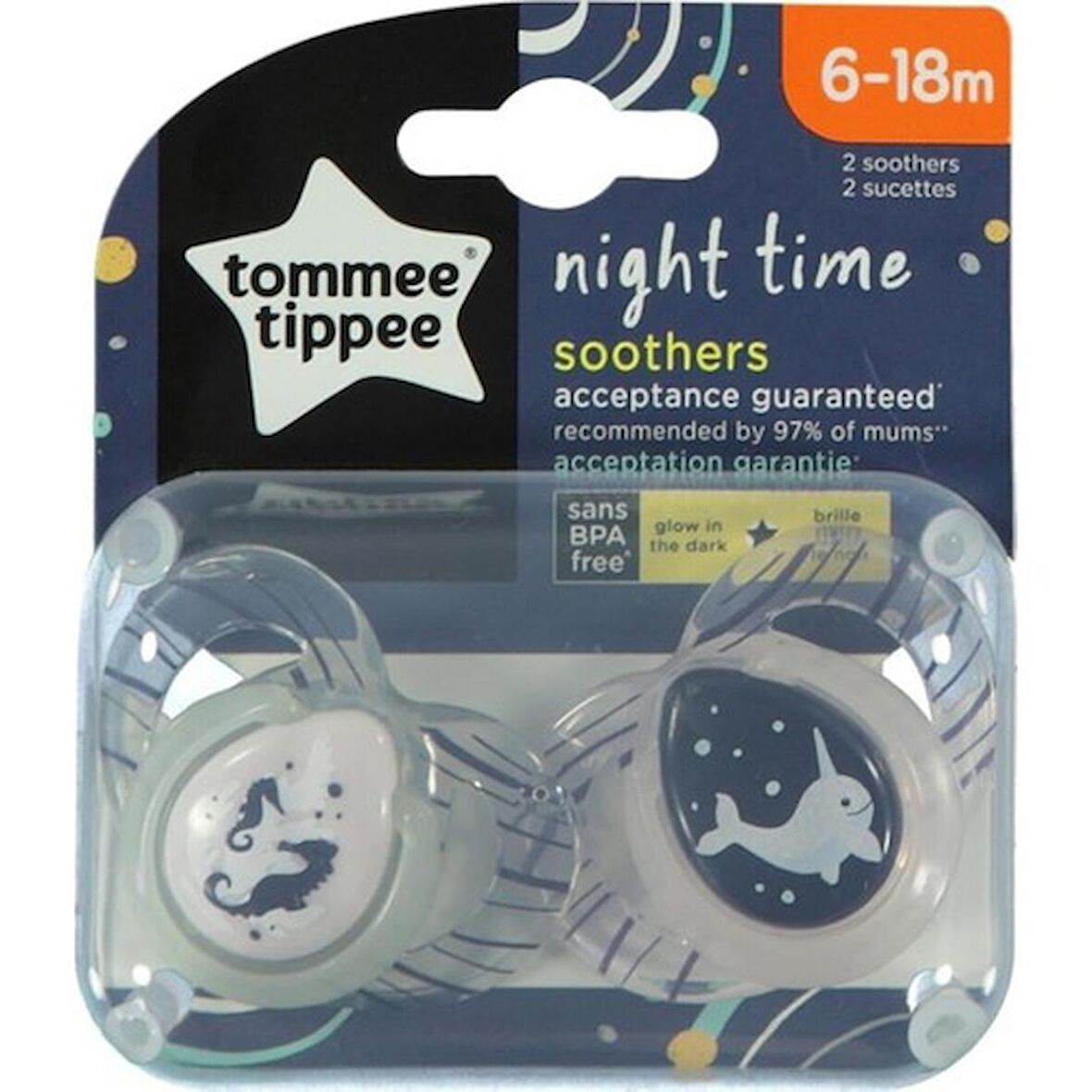 Tommee Tippee Ortodontik Gece Emziği 2'li 6-18 Ay