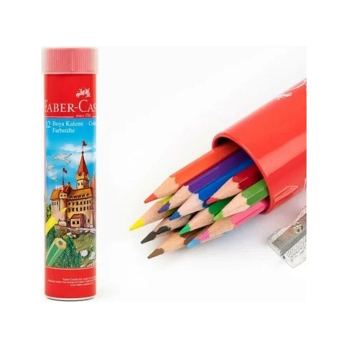 Faber Castell 12 Renk Metal Tüp Kuru Boya Kalemi