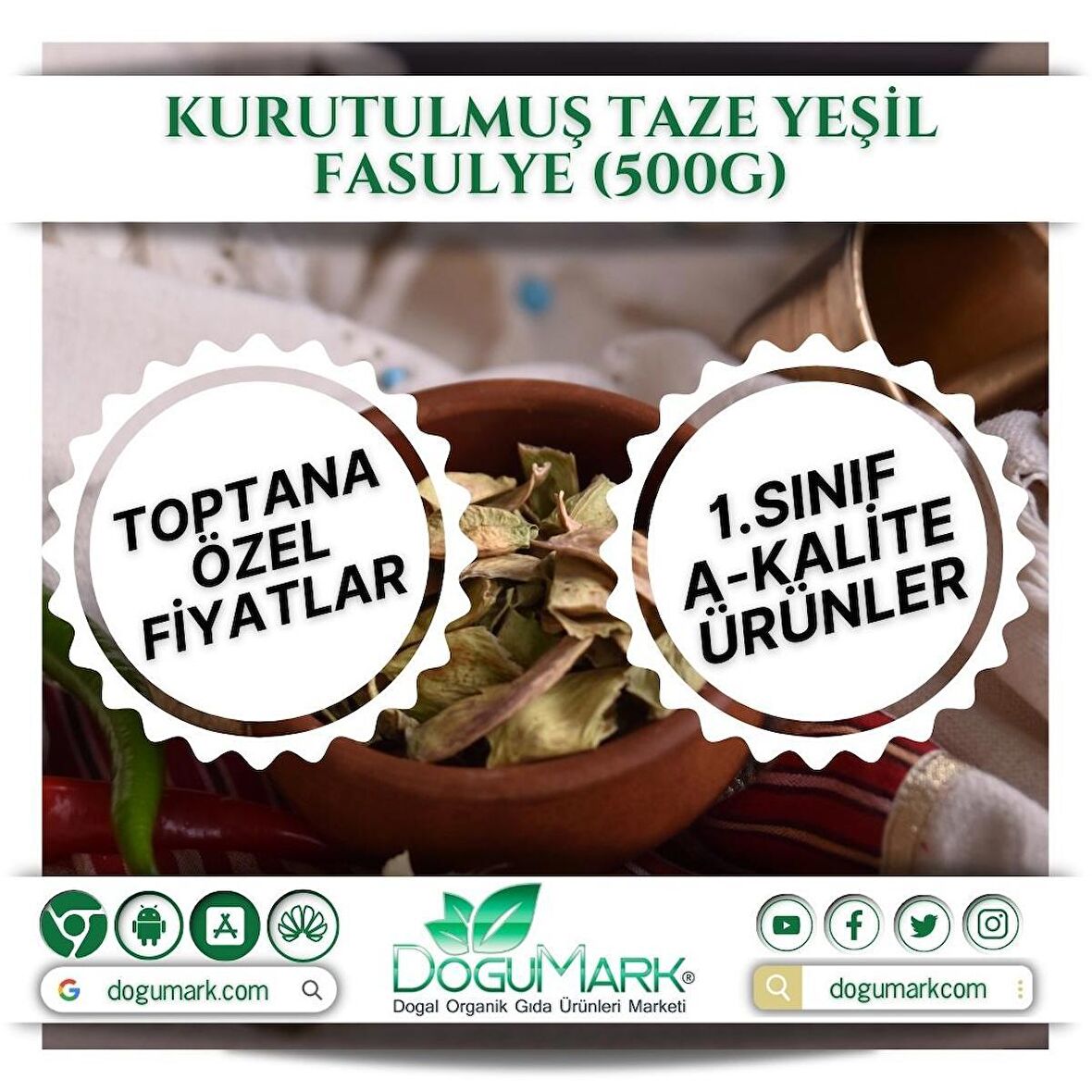 DoğuMark - Kurutulmuş Taze Yeşil Fasulye (500g)