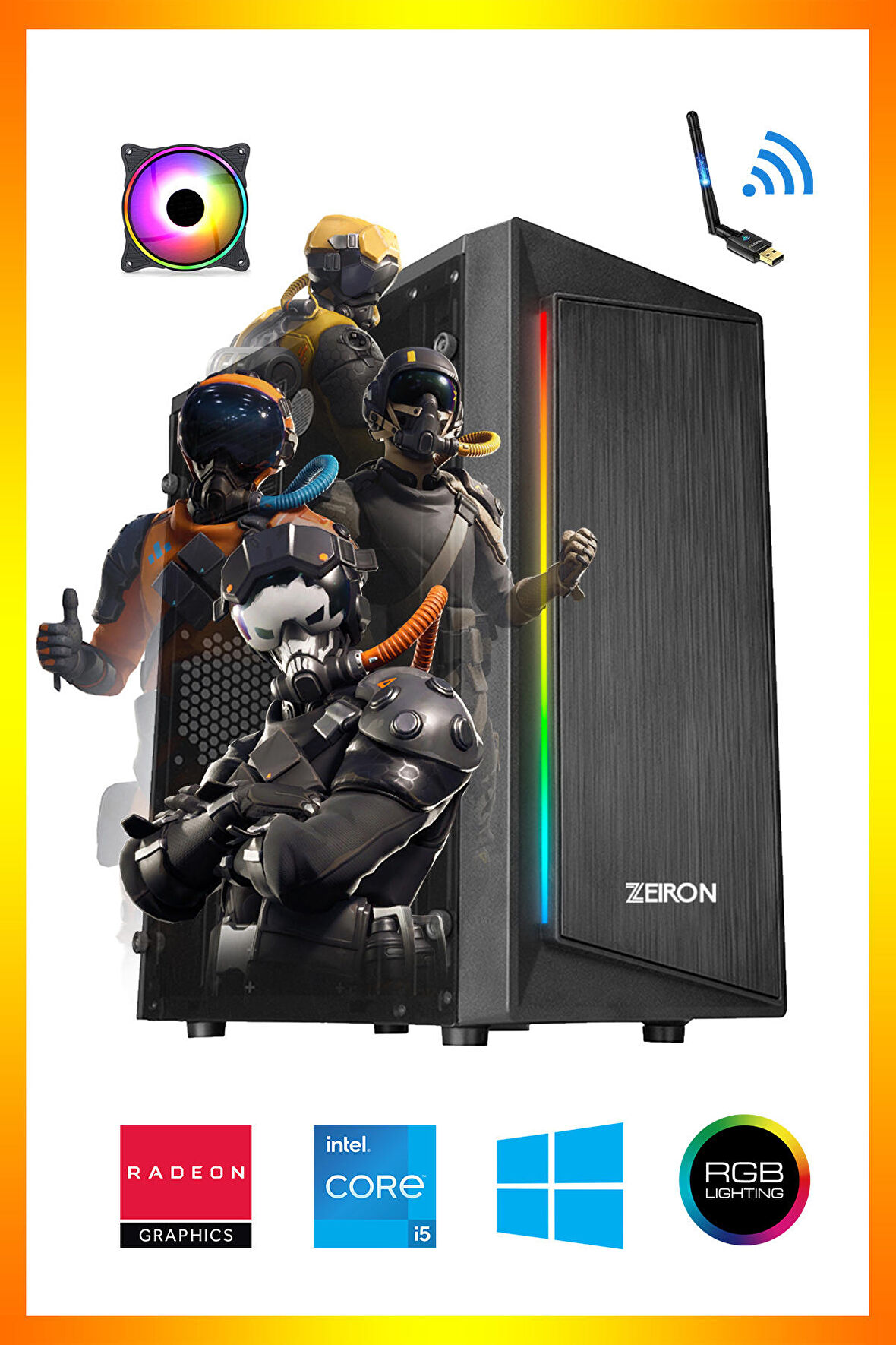 Zeiron Rdx24 i5-4570 16GB RAM 512GB SSD RX550 4GB GDDR5 Oyuncu Masaüstü Bilgisayar