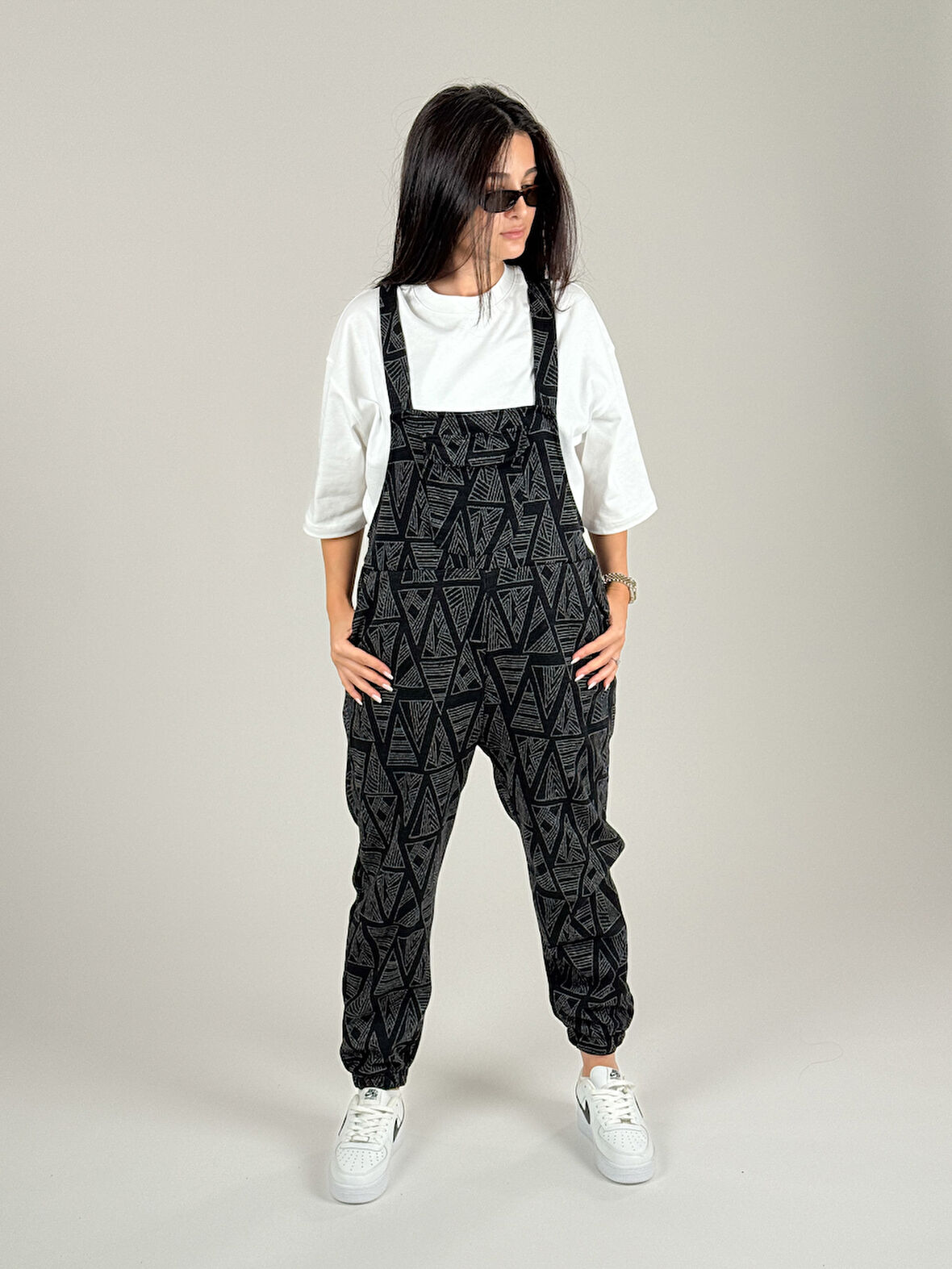 Üçgen Desenli Kadın Salopet COC1100