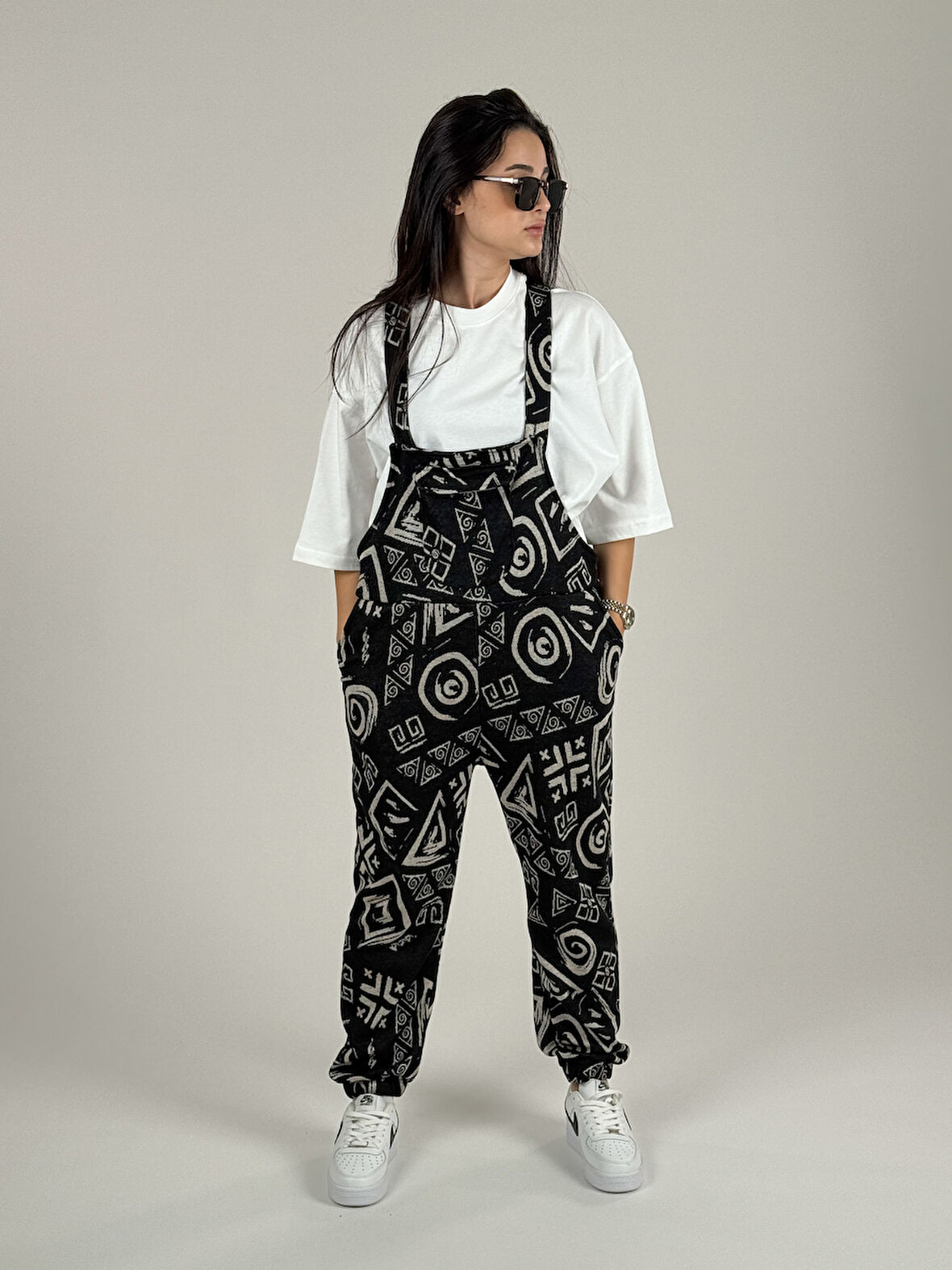 Spiral Desenli Kadın Salopet COC1099