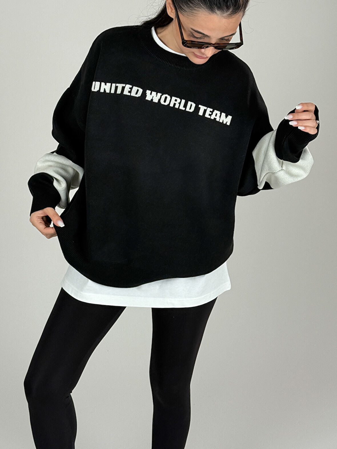 Oversize Siyah New York Kadın Triko Sweat COC1098