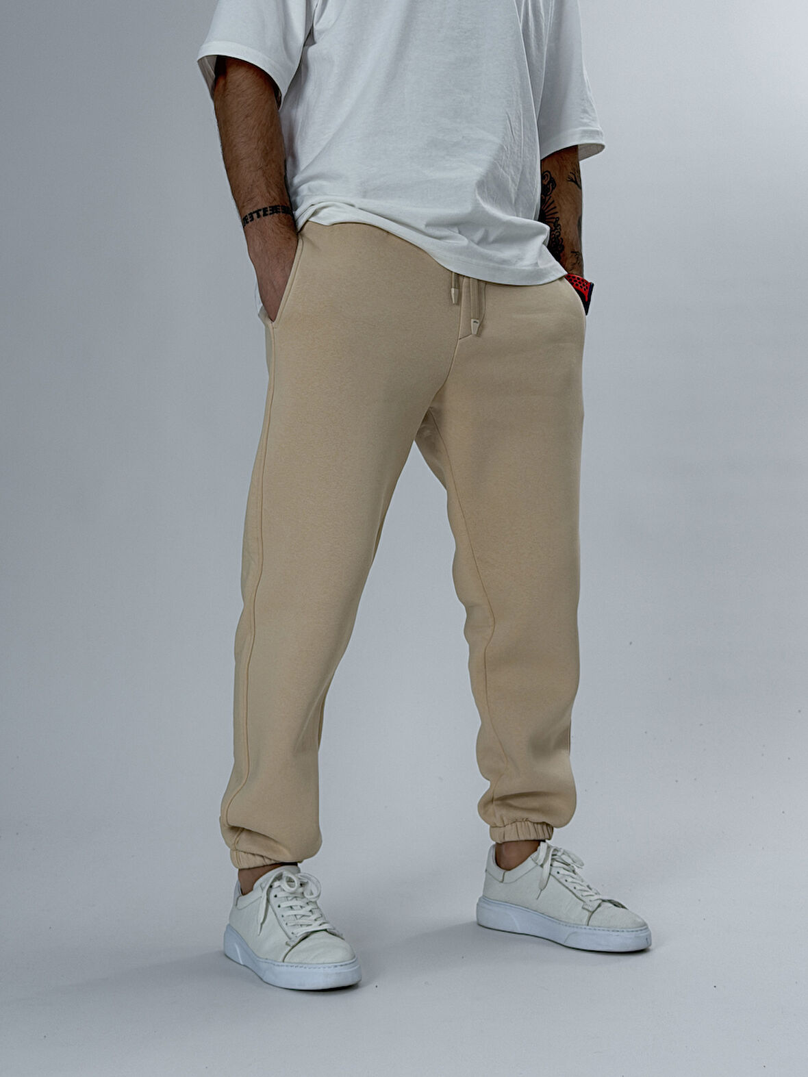 Şardonlu Bej Erkek Jogger Eşofman COC2549