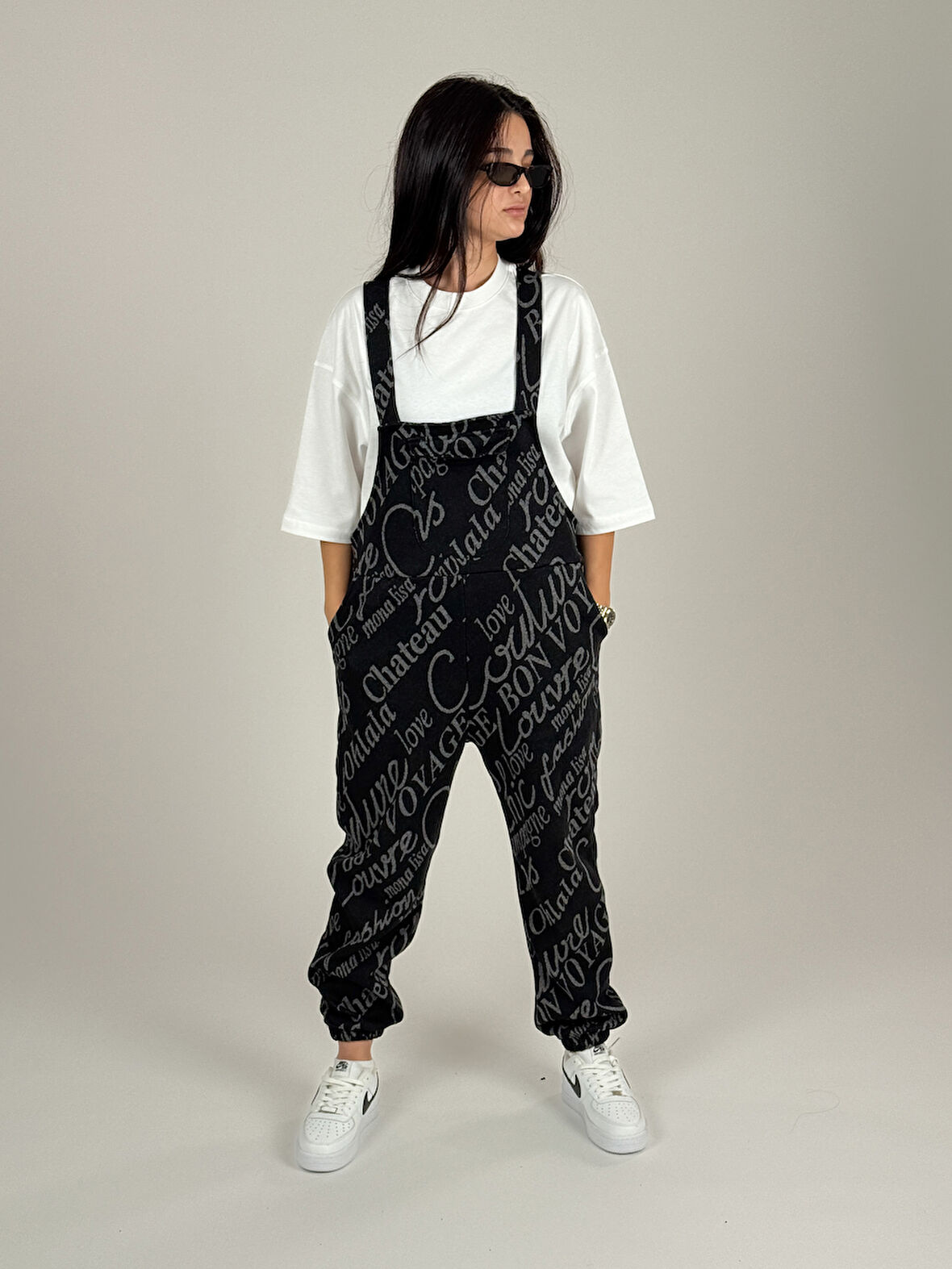 El Yazılı Salopet Kadın Jogger COC1085