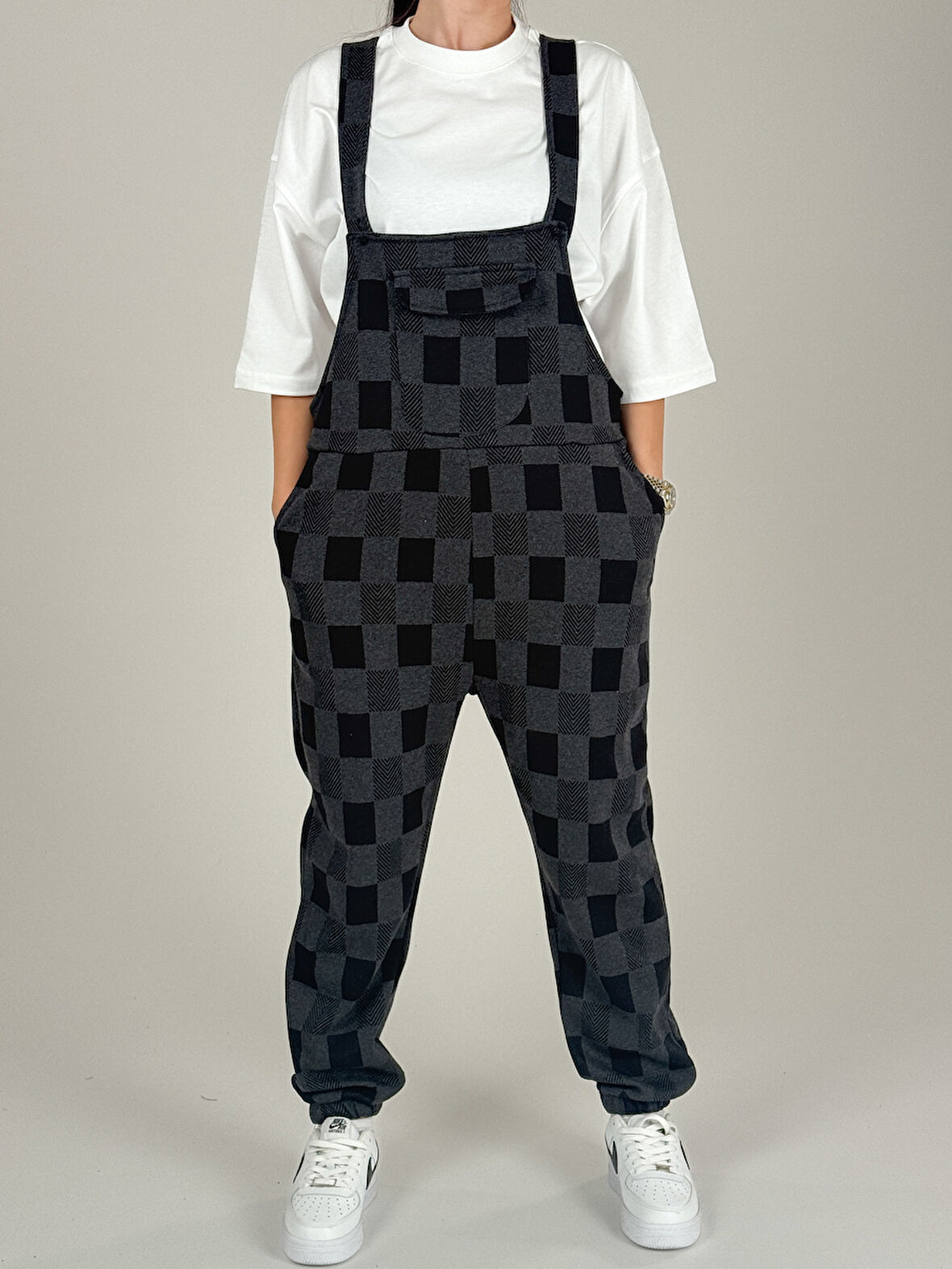 Damalı Salopet Kadın Jogger COC1084