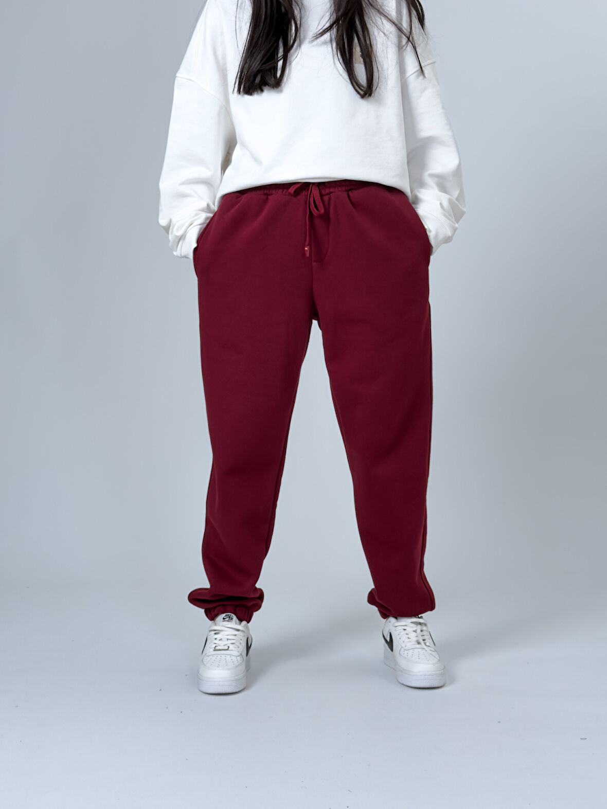 Şardonlu Bordo Kadın Jogger Eşofman COC2537