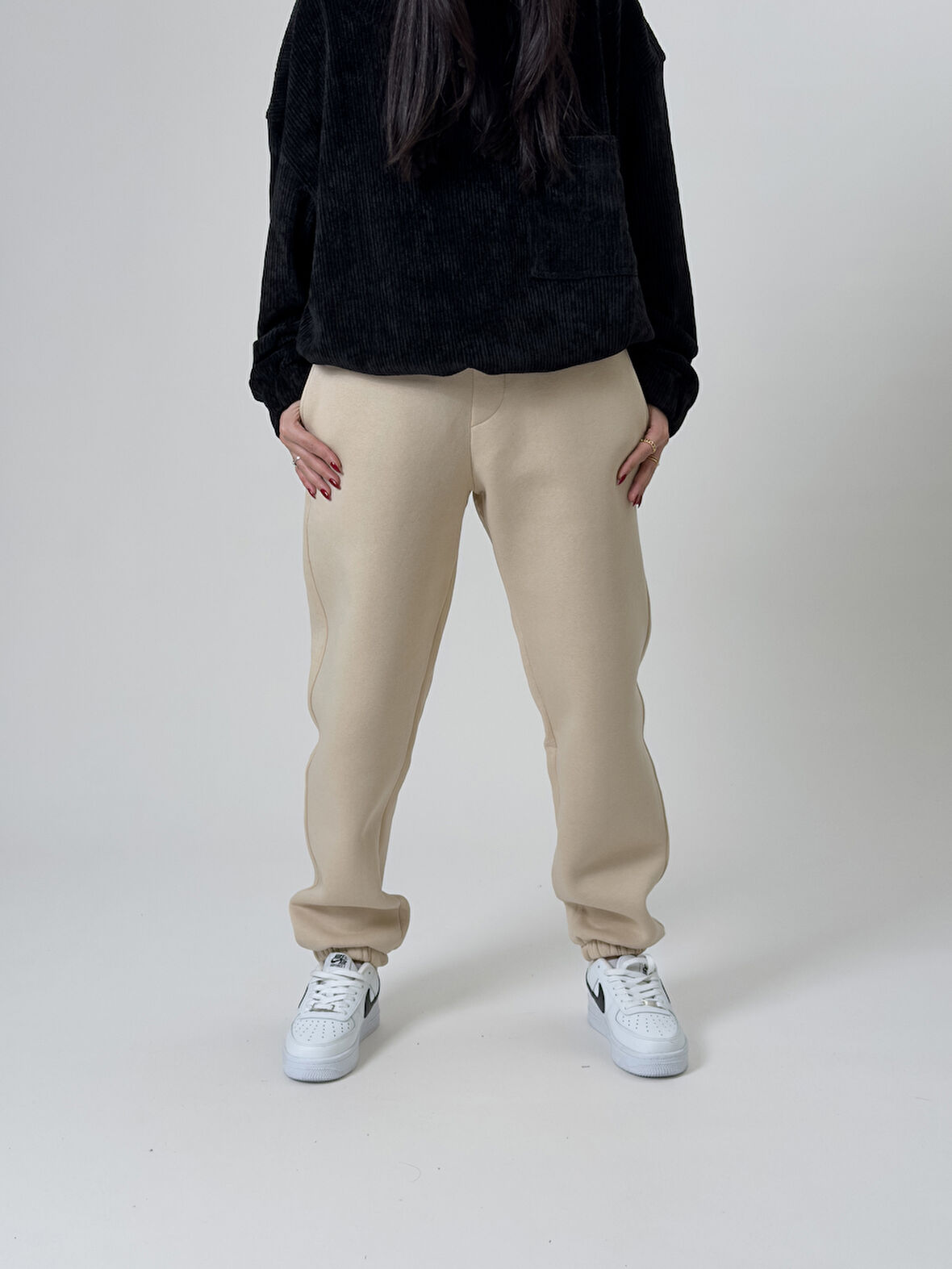 Şardonlu Bej Kadın Jogger Eşofman COC2536