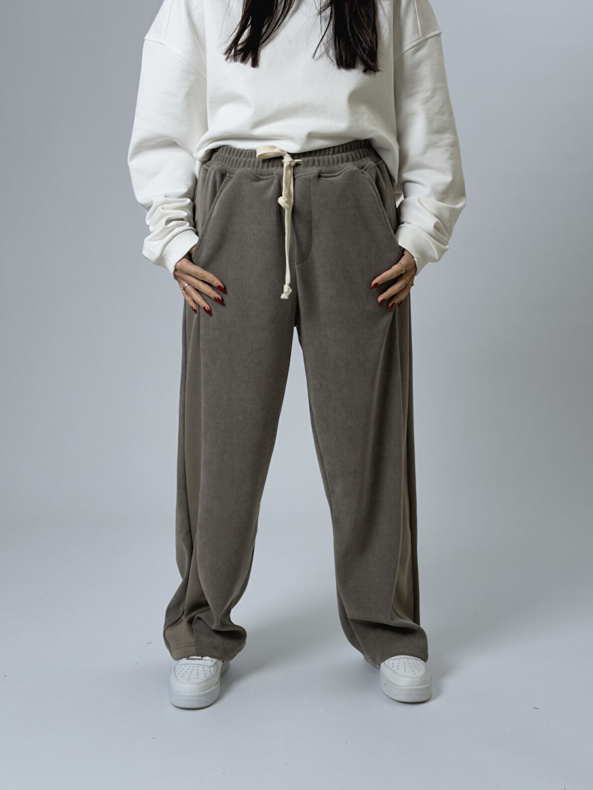 Oversize Gri Kadın Baggy Eşofman COC2532