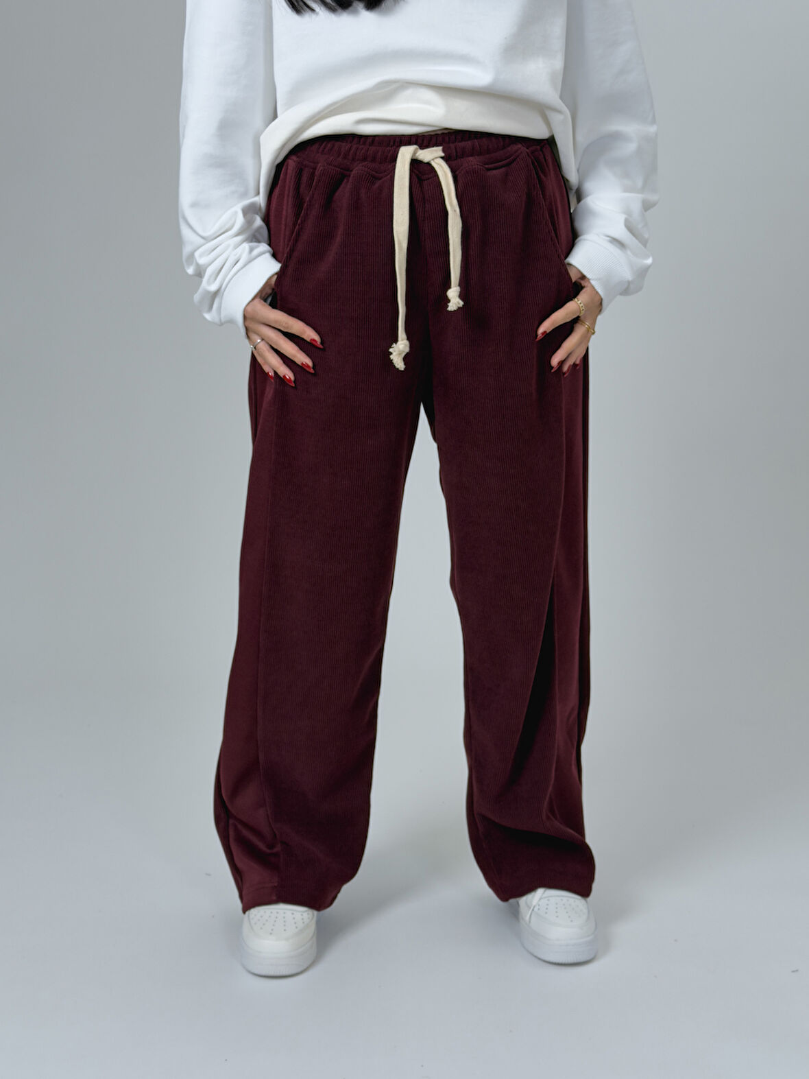 Oversize Bordo Kadın Baggy Eşofman COC2531