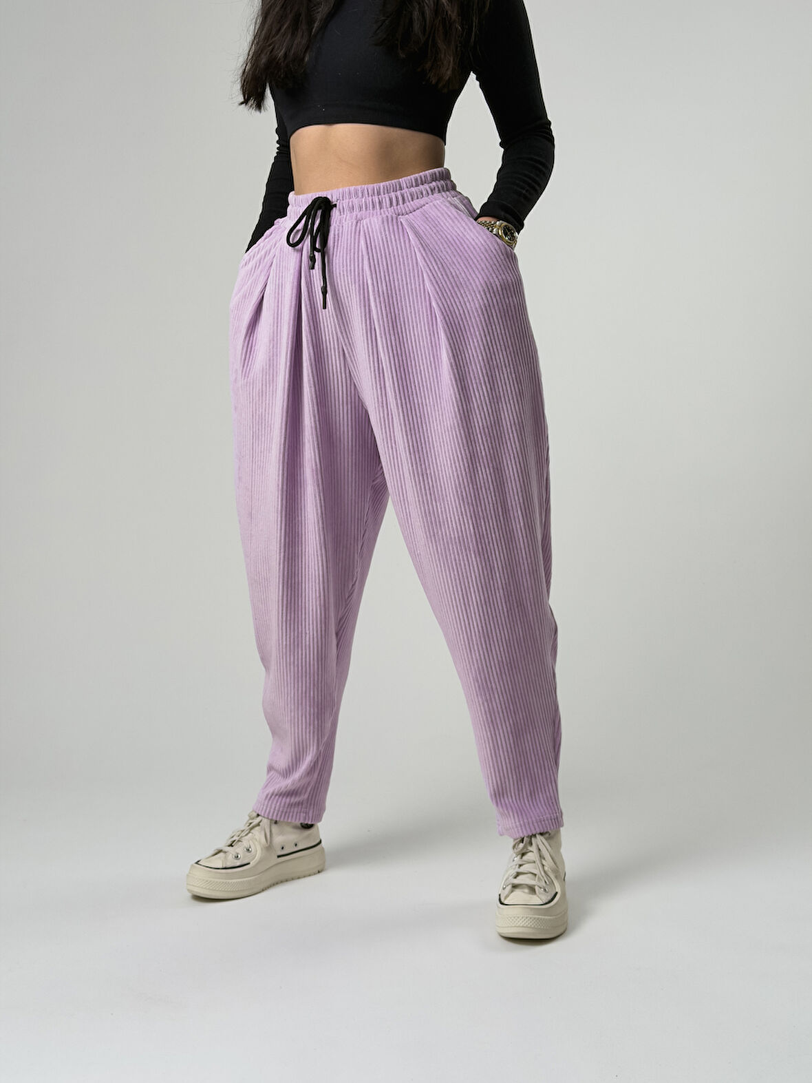 Mor Pileli Kadın Jogger Pantolon COC2562