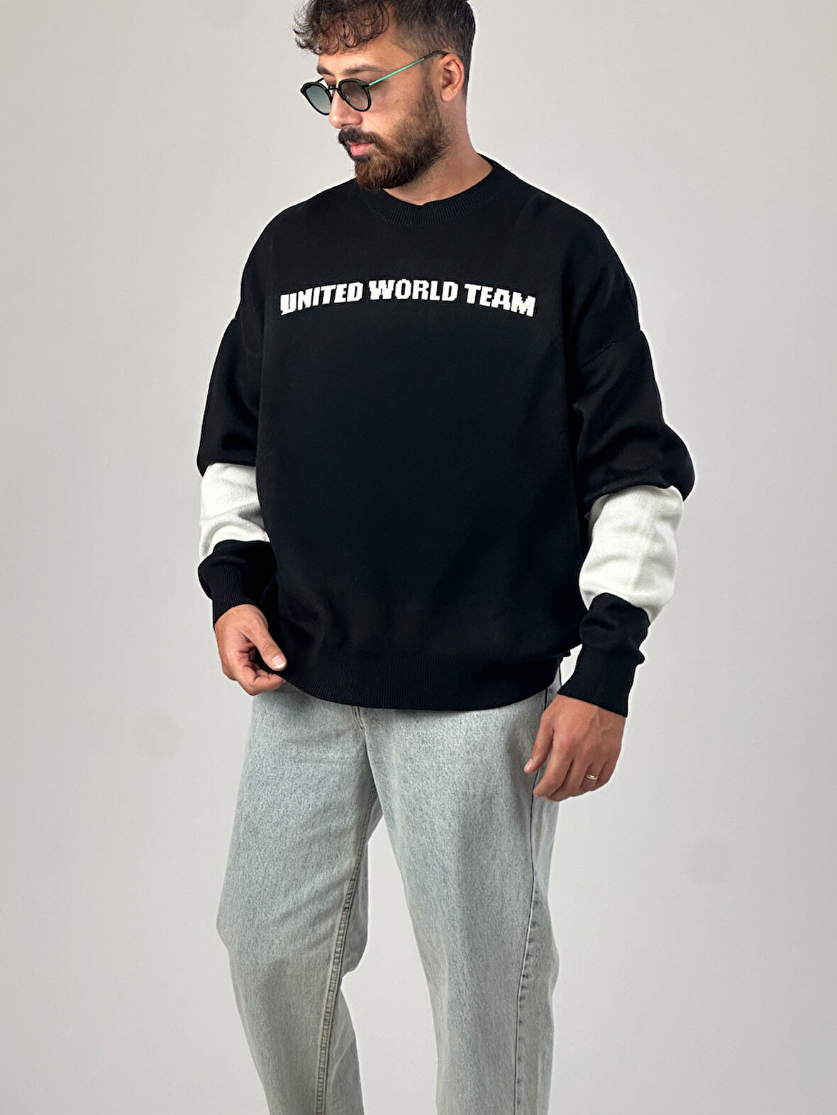 Oversize Siyah New York Erkek Triko Sweat COC1043