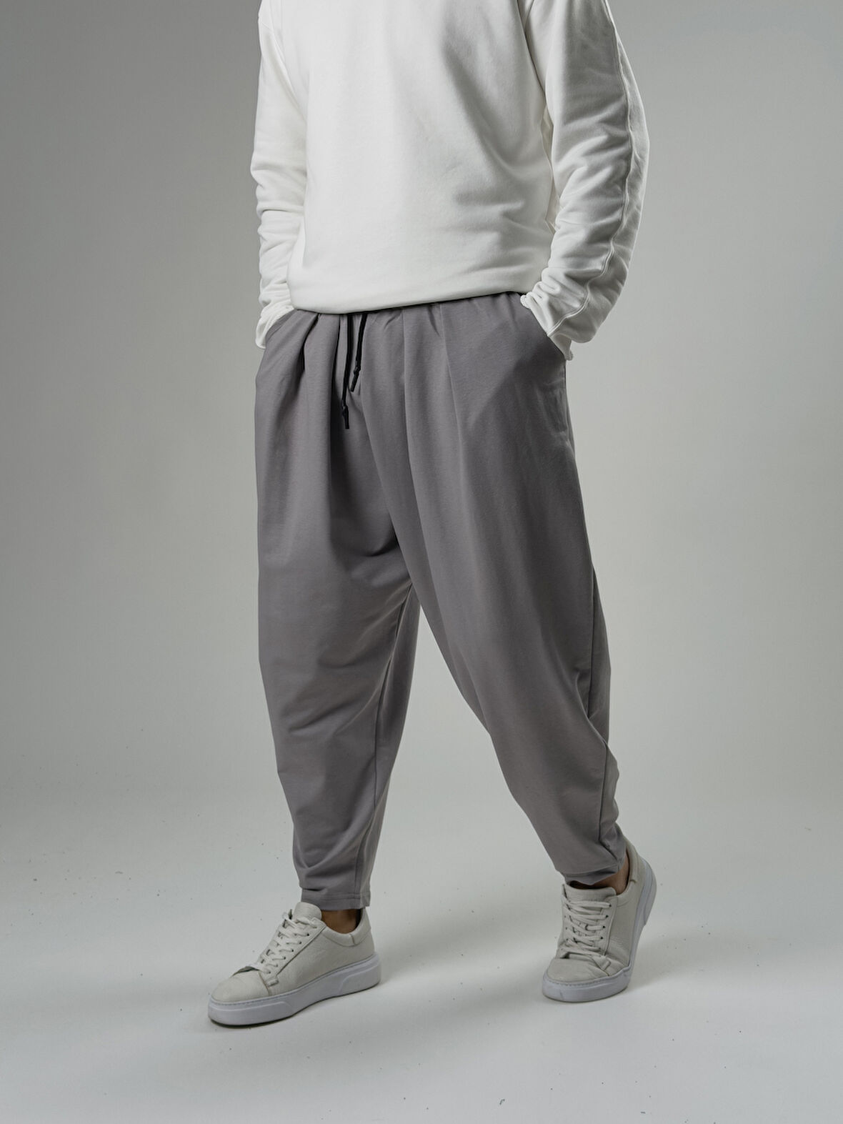 Erkek Gri Pileli Yarım Şalvar COC2576