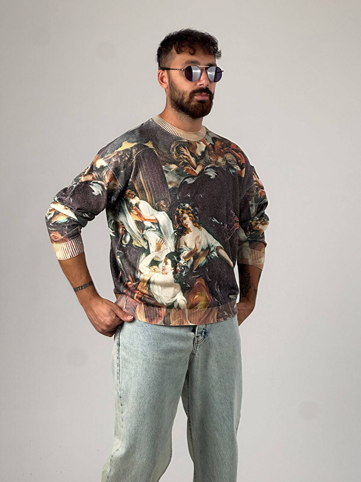 Desenli Old Erkek Sweat COC1027