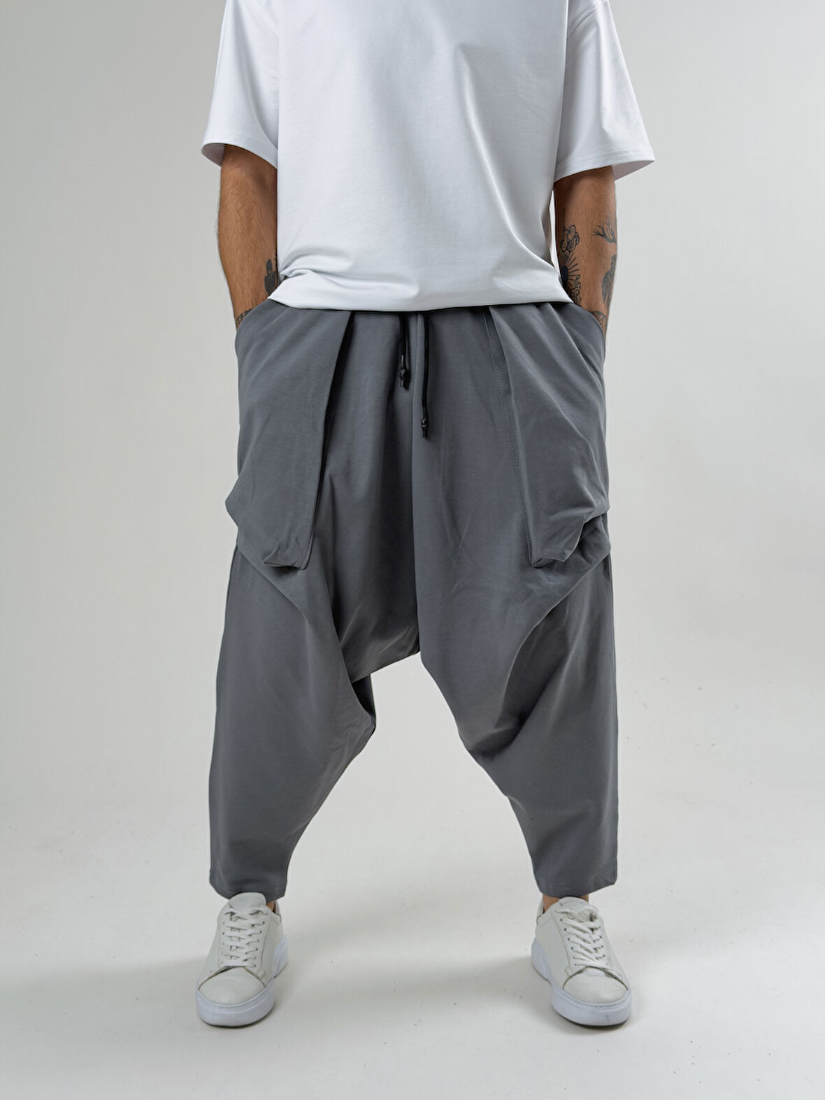 Erkek Gri Avangart Şalvar COC2589