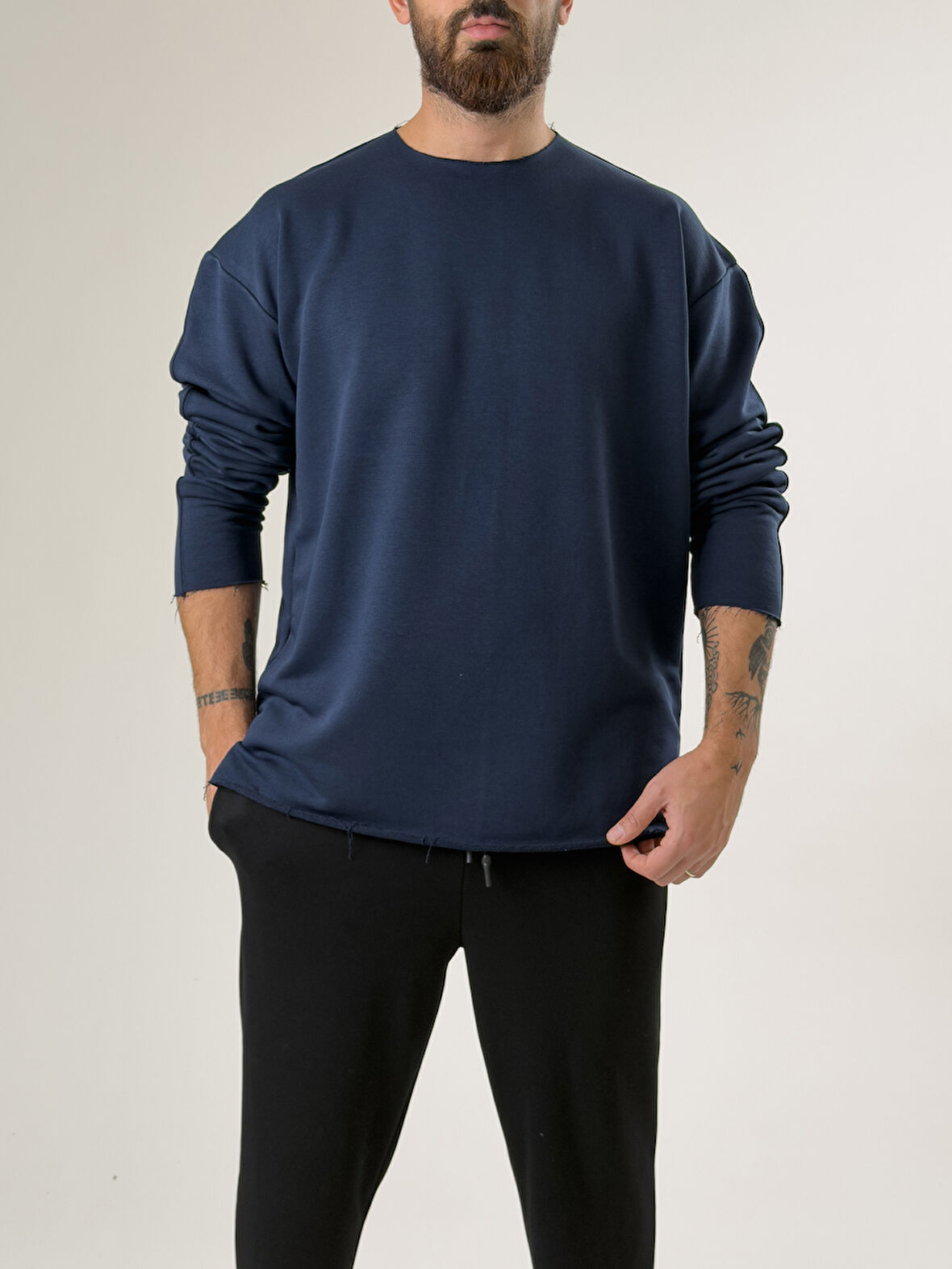 Erkek Lacivert Oversize Basic Sweat COC2596