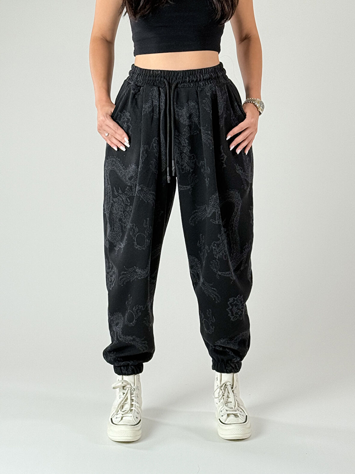 Dragon Desenli Kadın Jogger Pantolon COC1008