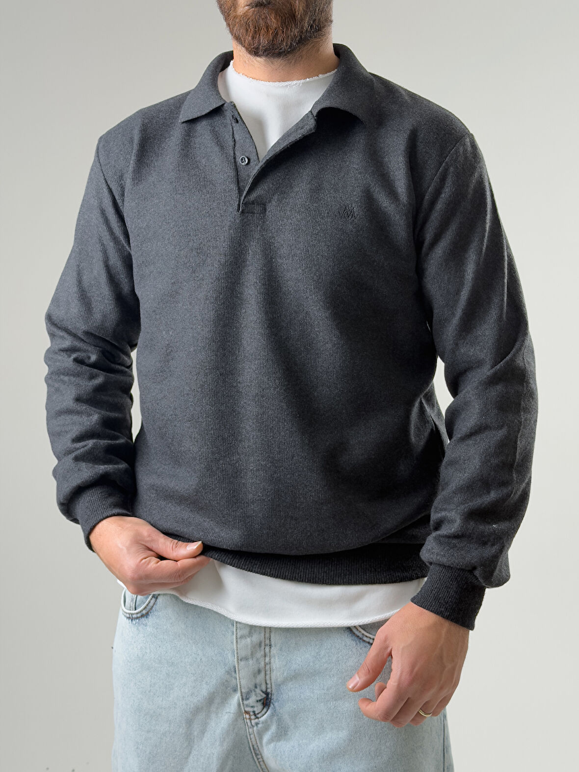 Erkek Polo Yaka Antrasit Triko COC2602