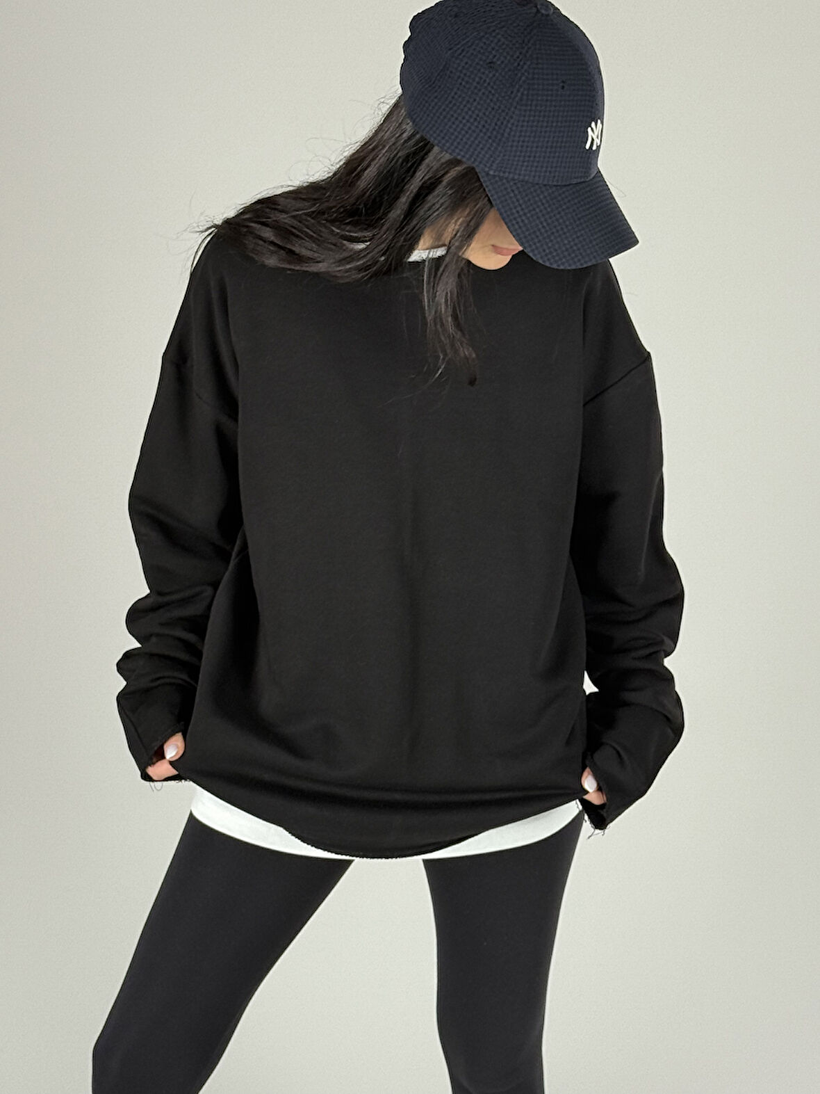 Oversize Siyah Kadın Sweat COC1190