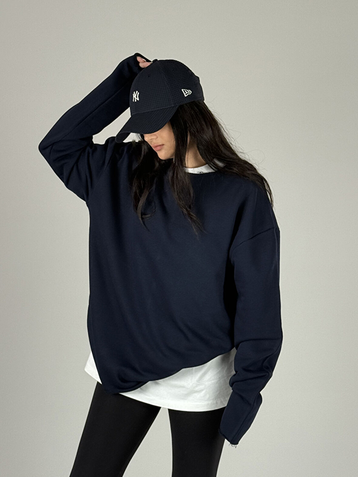 Oversize Lacivert Kadın Sweat COC1189