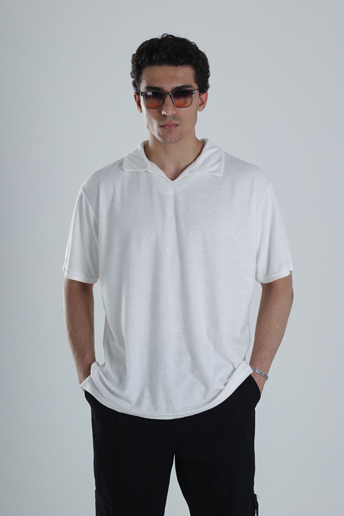 Erkek Beyaz T-Shirt Dokuma Kumaş COC1156