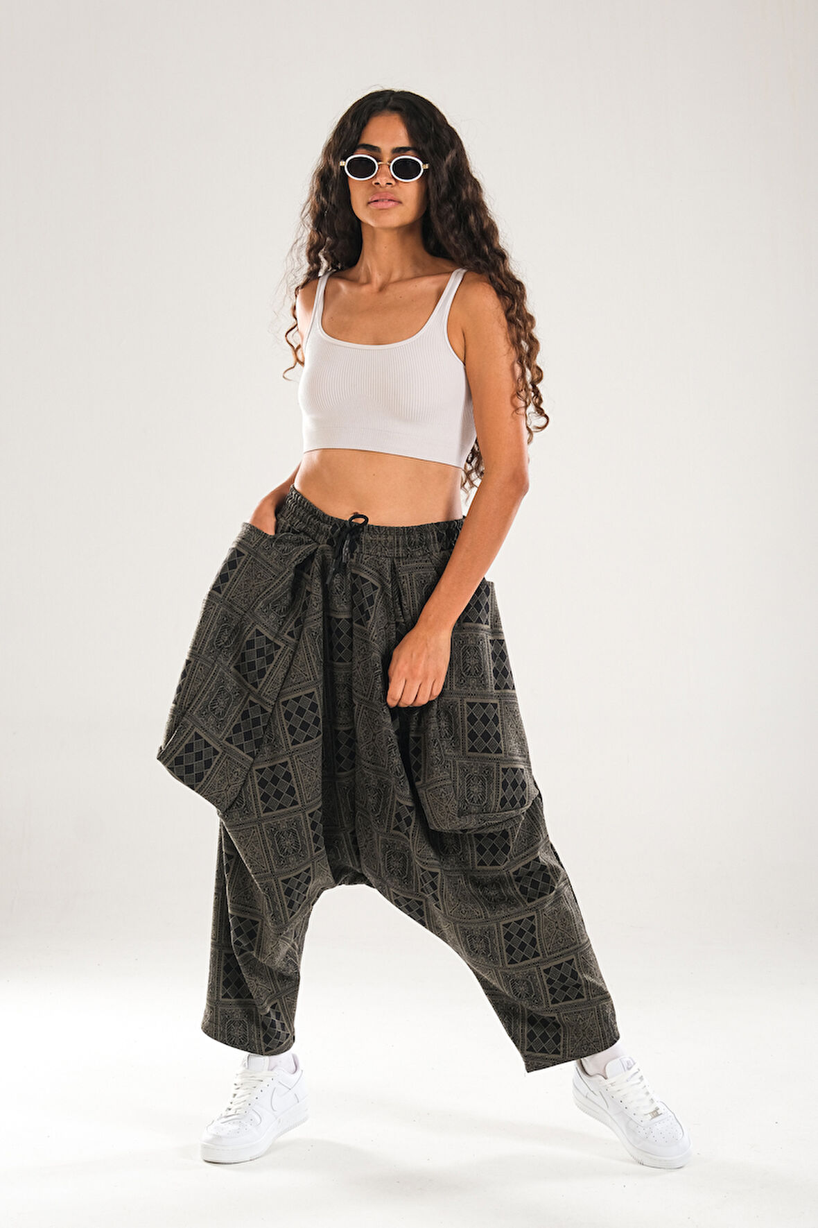 Poker Desenli Avangard Şalvar Pantolon COC1136